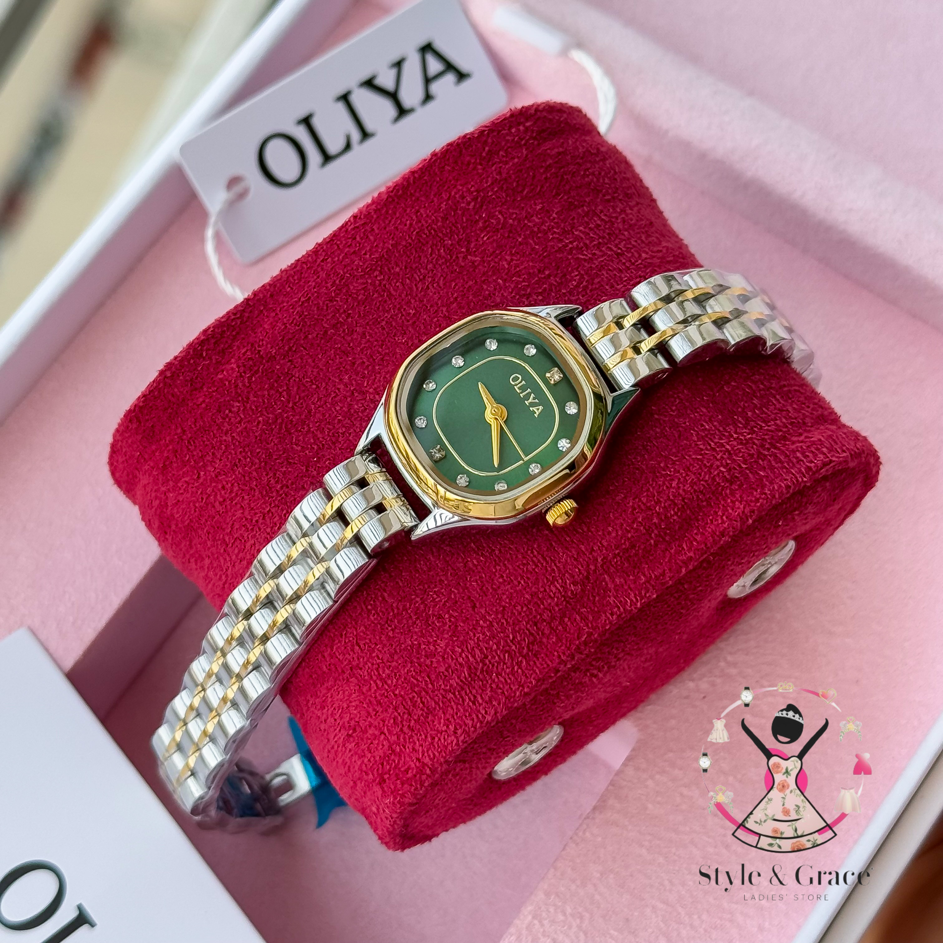 Oliya -6821| Small Round -Green Dial | Dual Tone | Authentic Brand_img_3