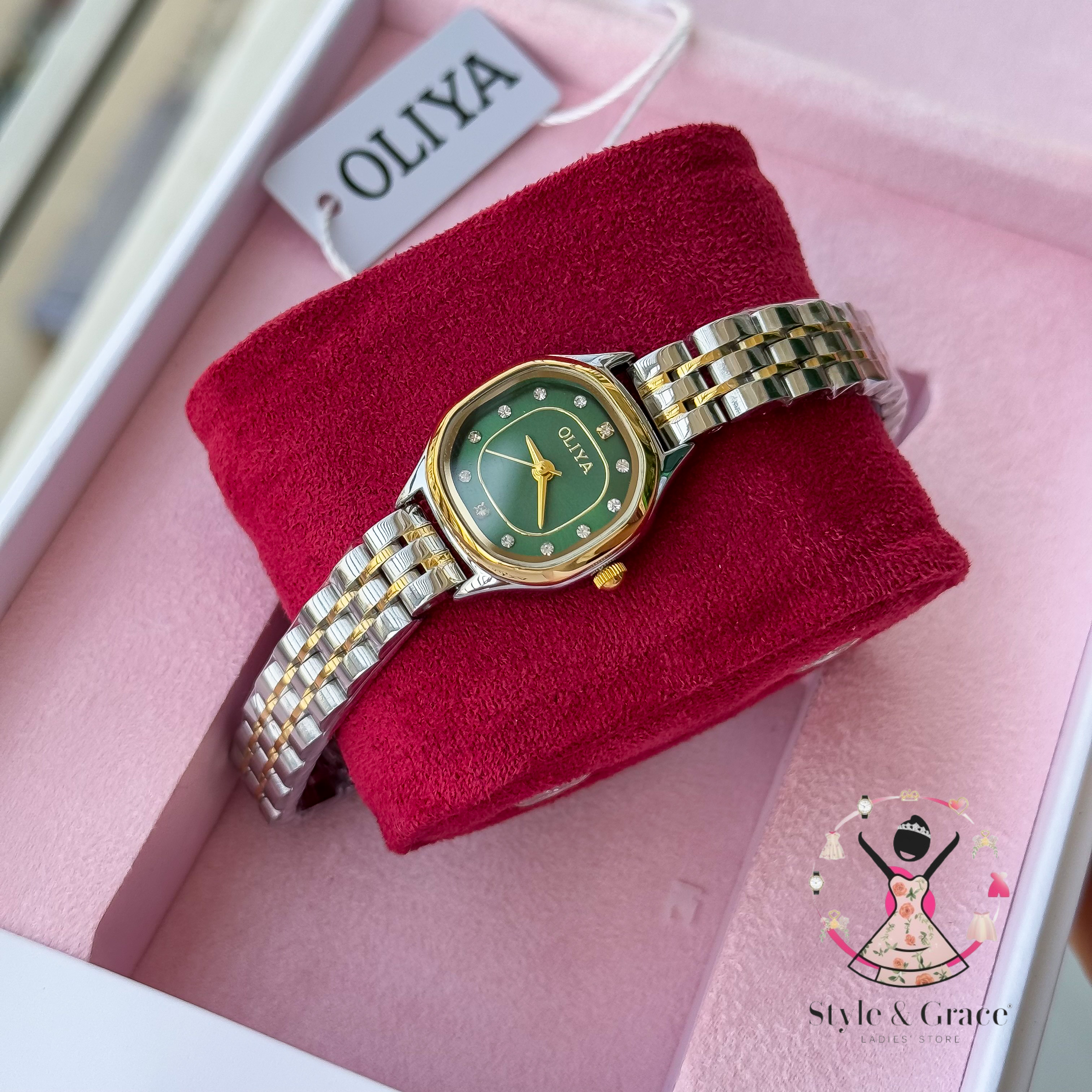 Oliya -6821| Small Round -Green Dial | Dual Tone | Authentic Brand_img_4