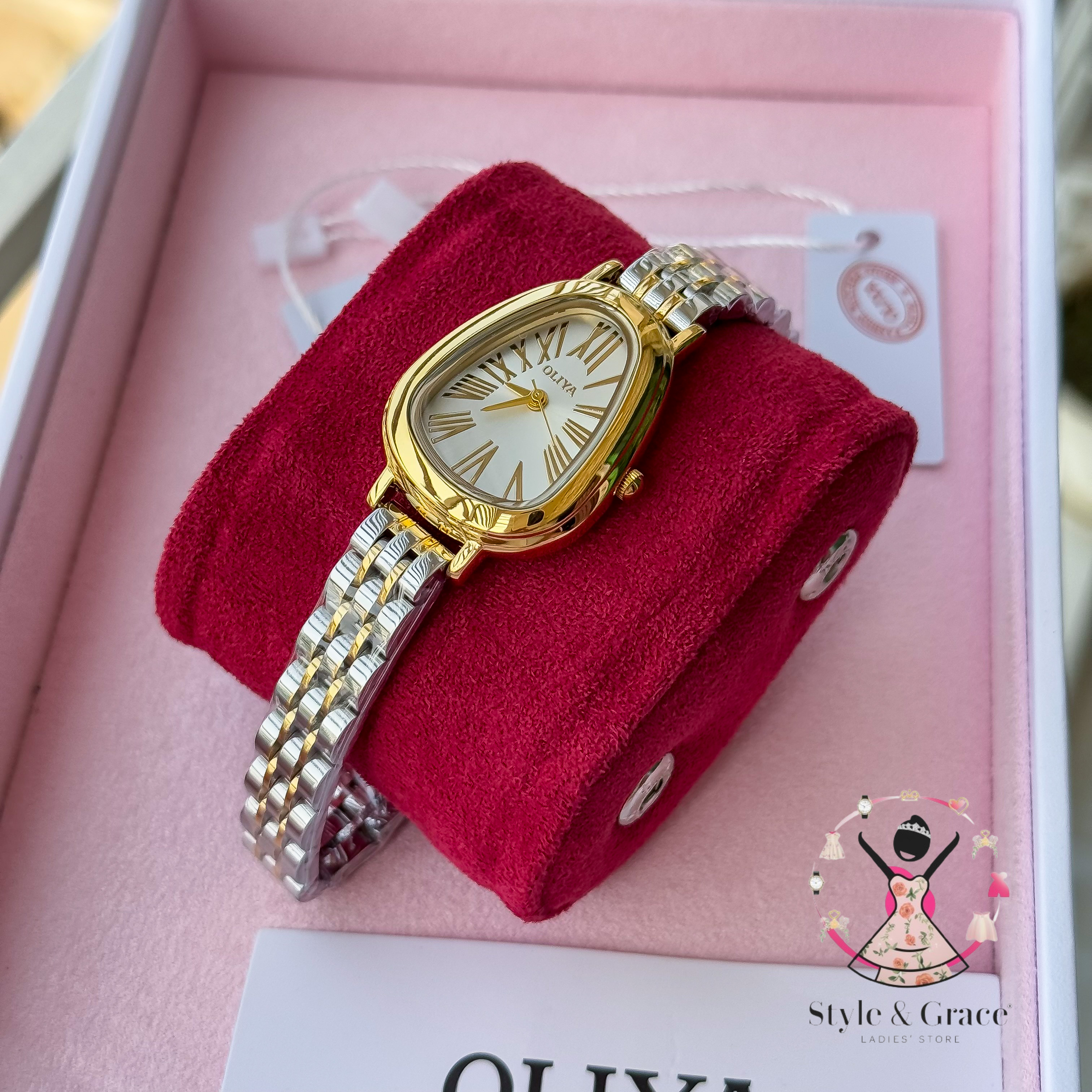 Oliya- Round Triangle| Pearl White | Dual Tone | Authentic Brand