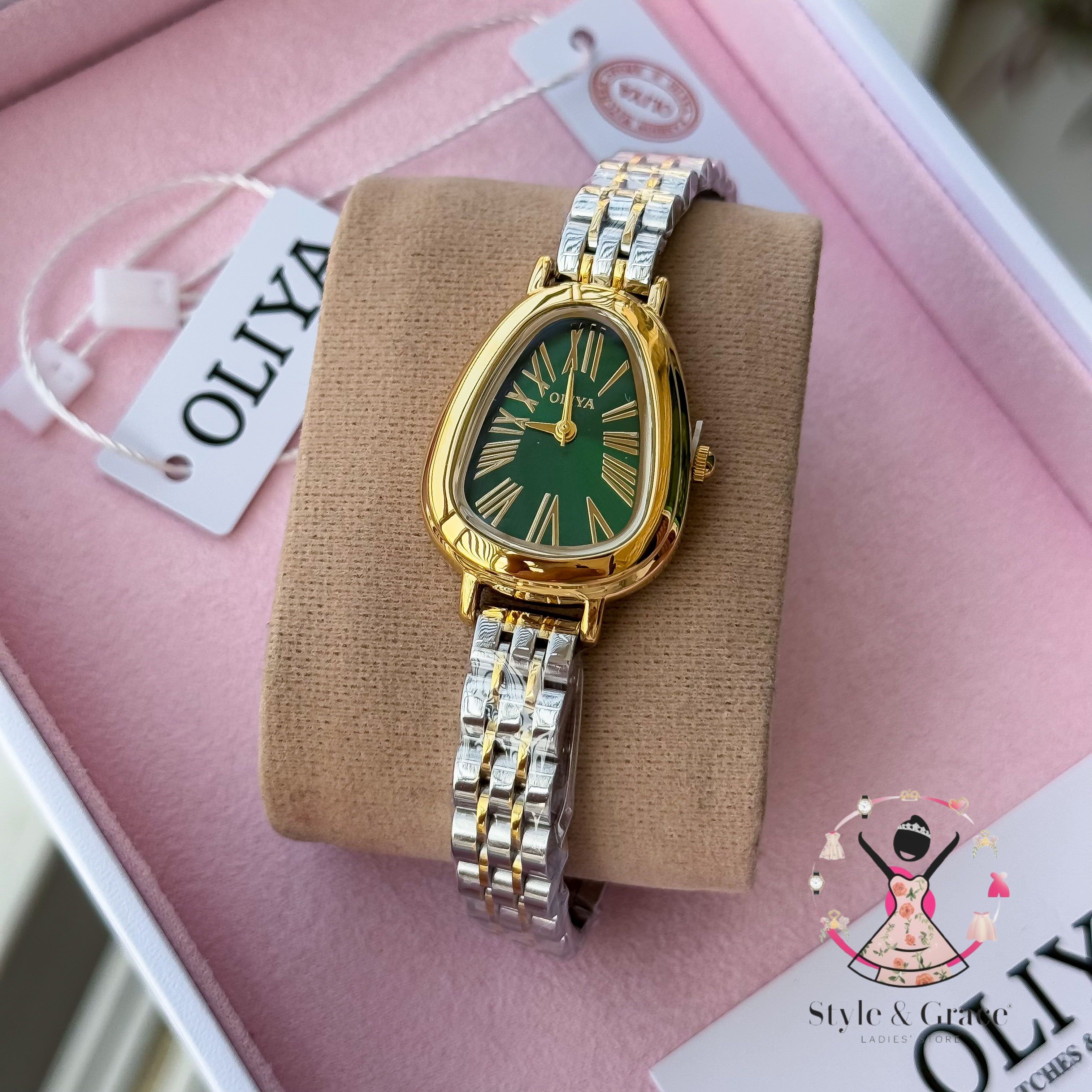 Oliya-Round Triangle | Green dial with gold accent | Dual Tone | Authentic Brand_img_3