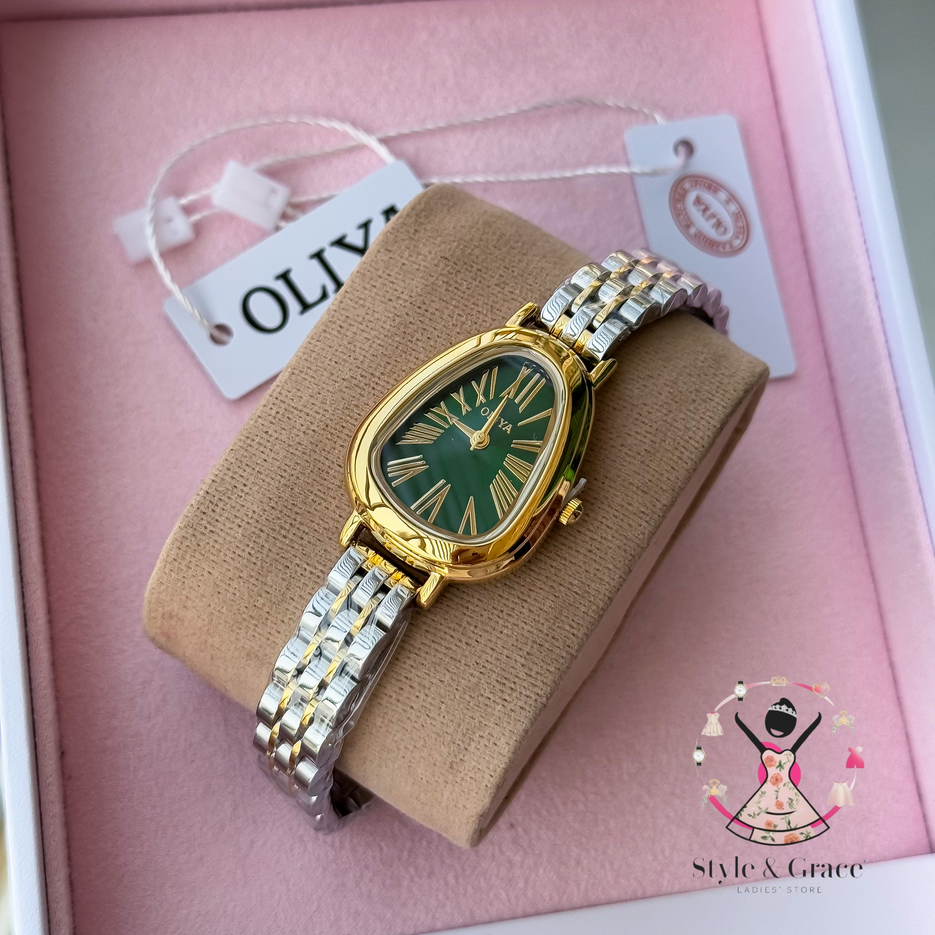 Oliya-Round Triangle | Green dial with gold accent | Dual Tone | Authentic Brand_img_4