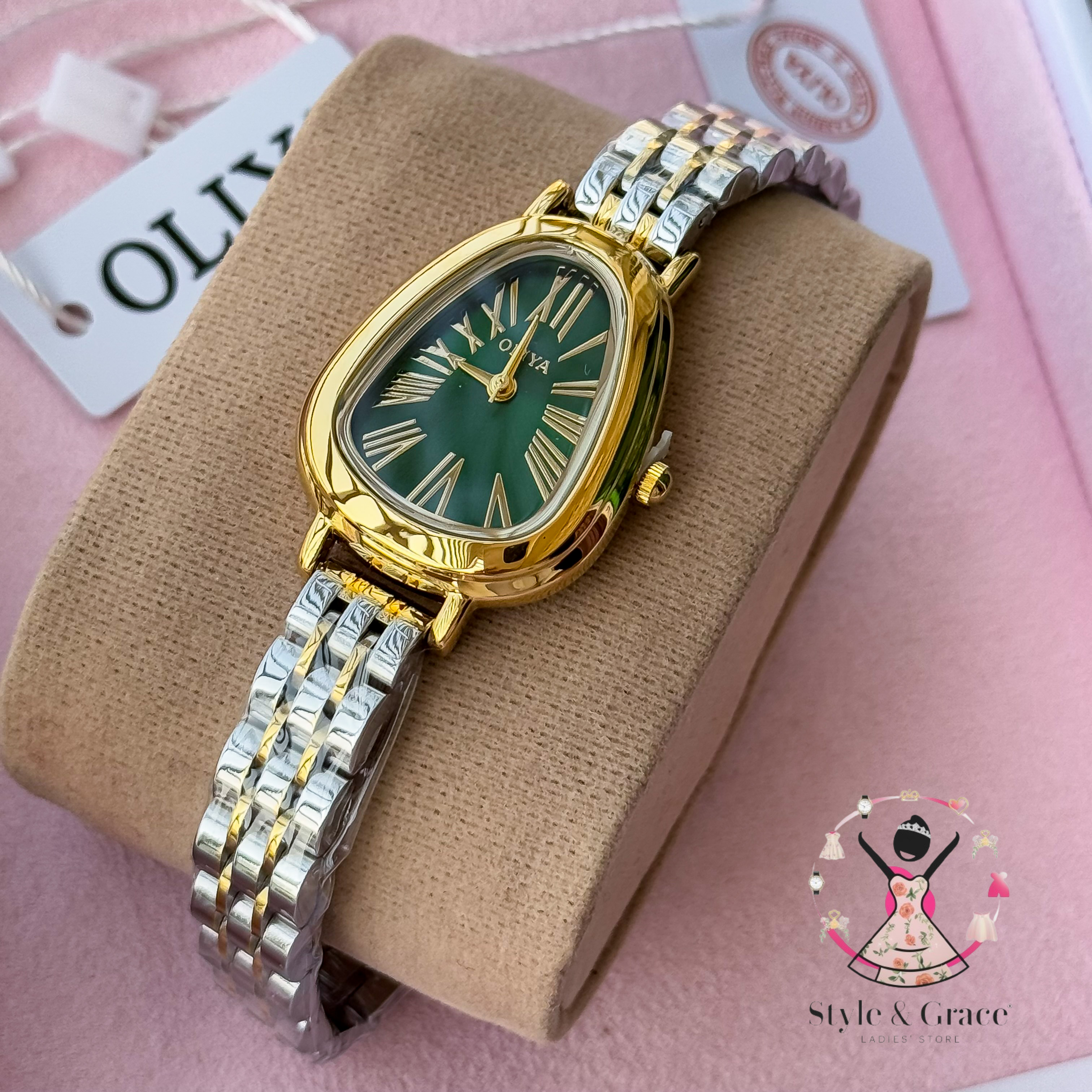 Oliya-Round Triangle | Green dial with gold accent | Dual Tone | Authentic Brand_img_6