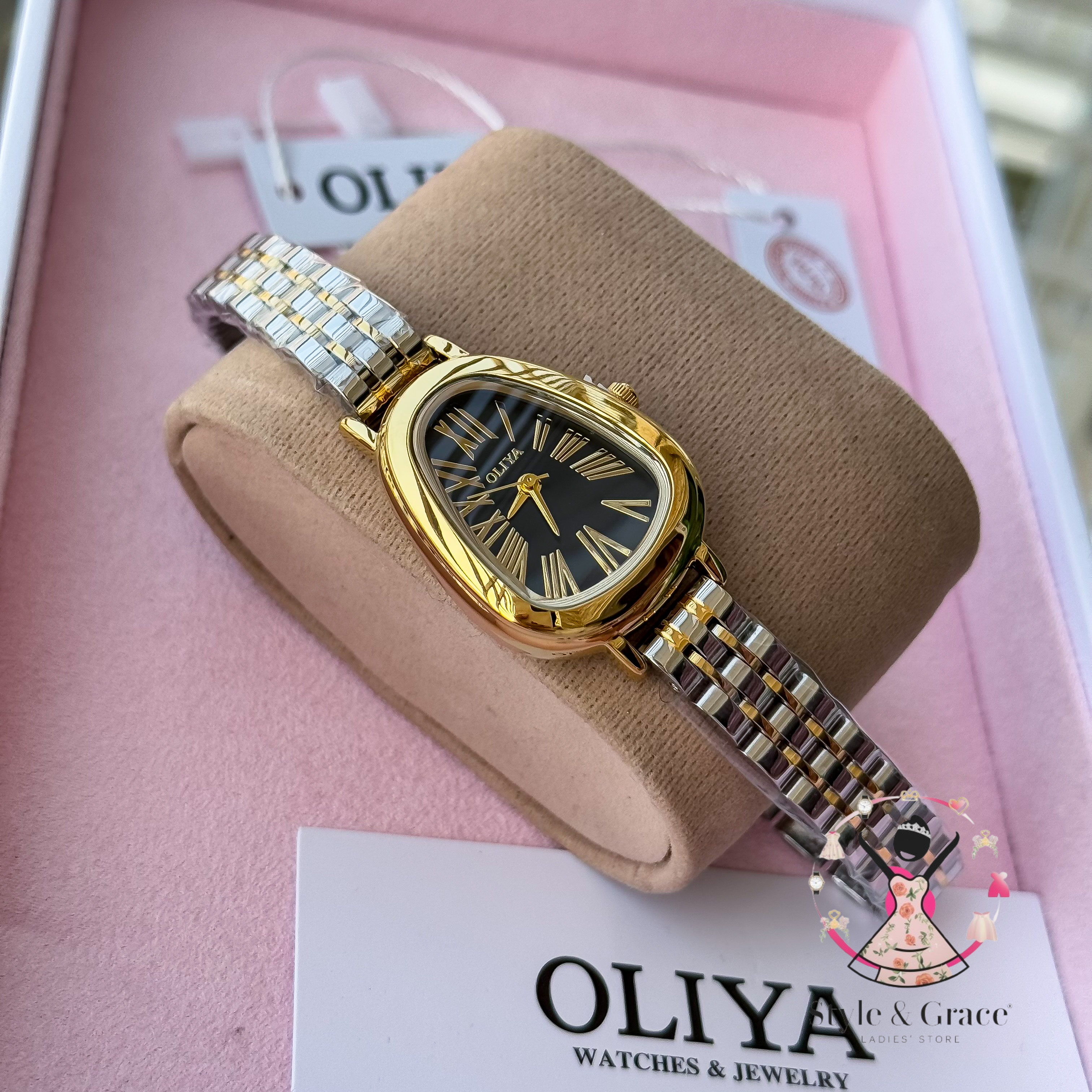 Oliya-Round Triangle | Black dial with gold accent | Dual Tone | Authentic Brand_img_1