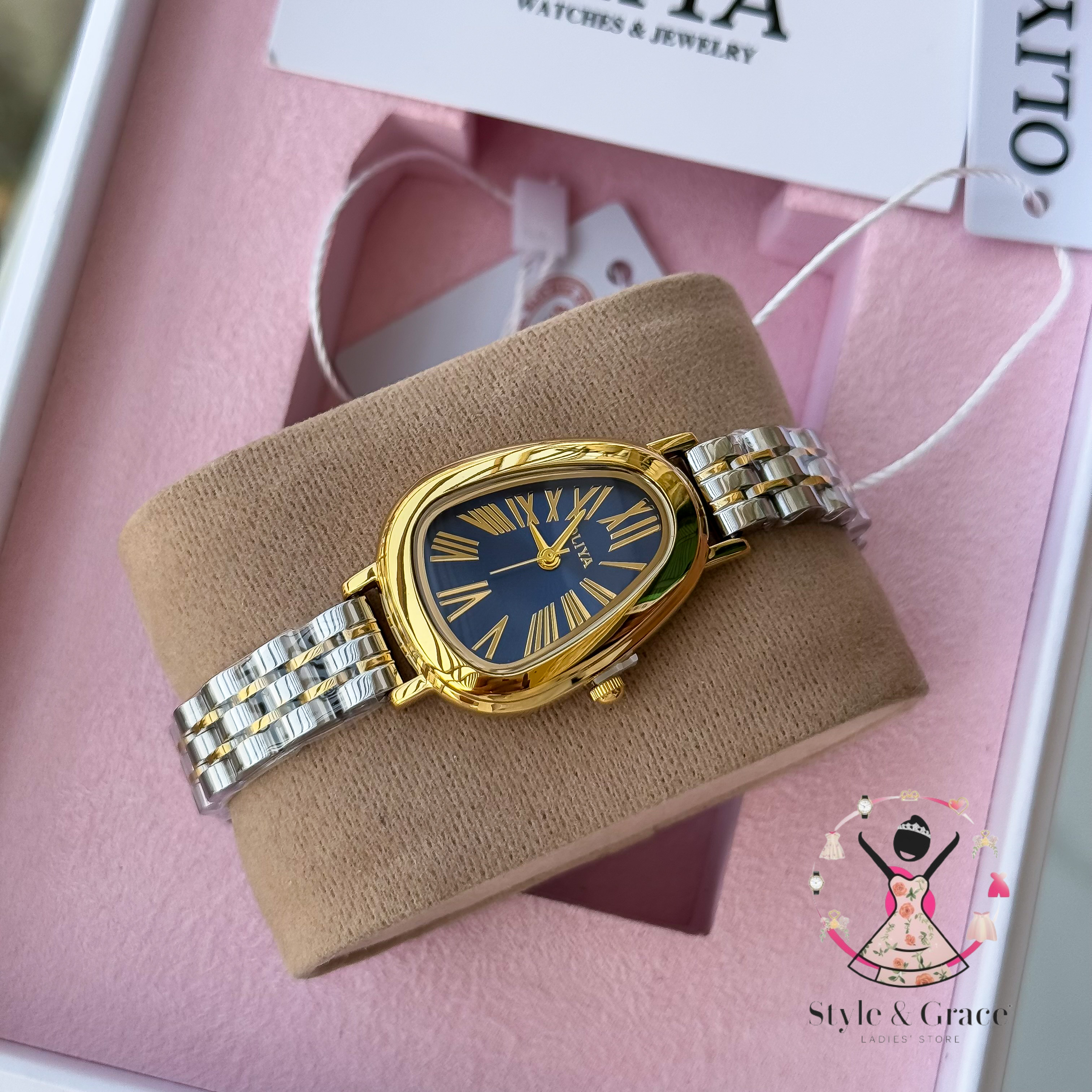 Oliya-Round Triangle | Blue dial with gold accent | Dual Tone | Authentic Brand_img_1