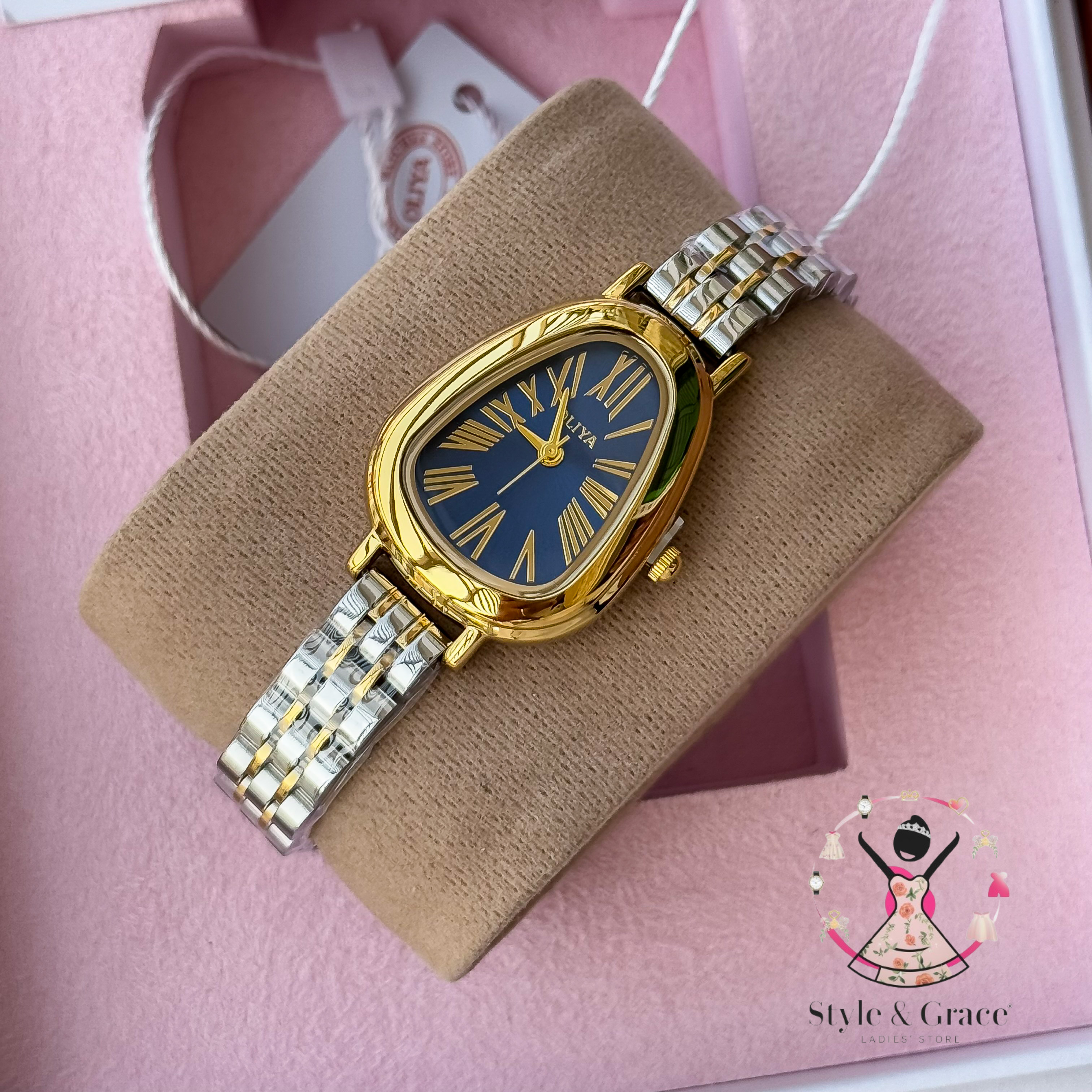 Oliya-Round Triangle | Blue dial with gold accent | Dual Tone | Authentic Brand_img_2