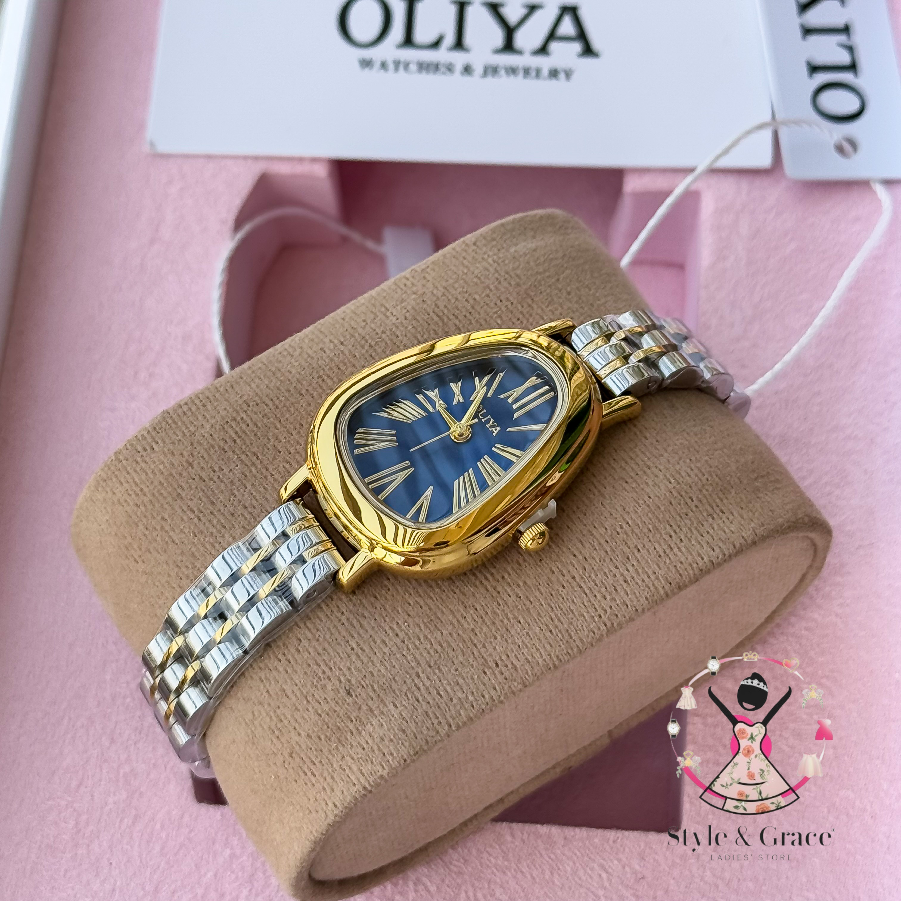 Oliya-Round Triangle | Blue dial with gold accent | Dual Tone | Authentic Brand_img_3