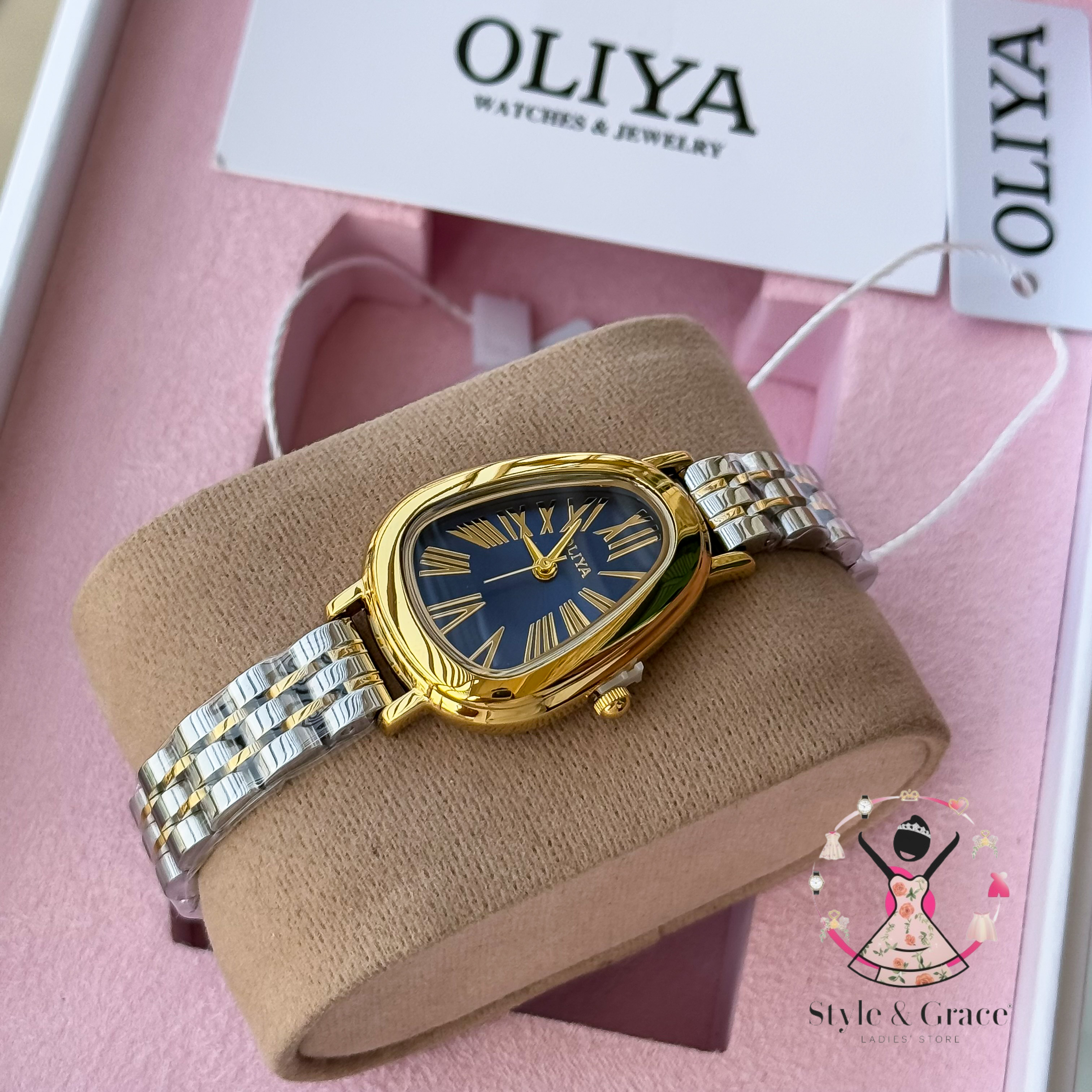 Oliya-Round Triangle | Blue dial with gold accent | Dual Tone | Authentic Brand_img_4