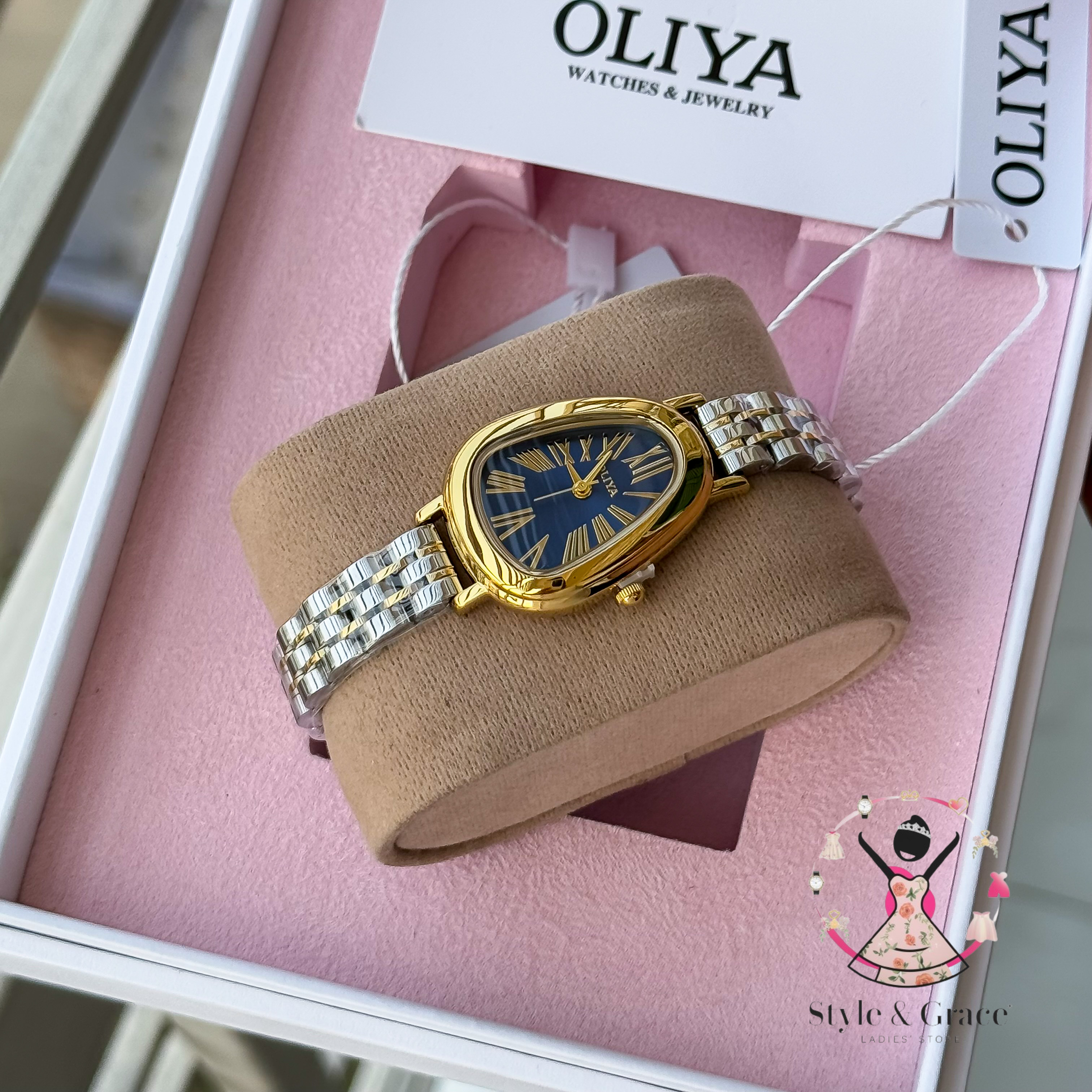 Oliya-Round Triangle | Blue dial with gold accent | Dual Tone | Authentic Brand_img_5