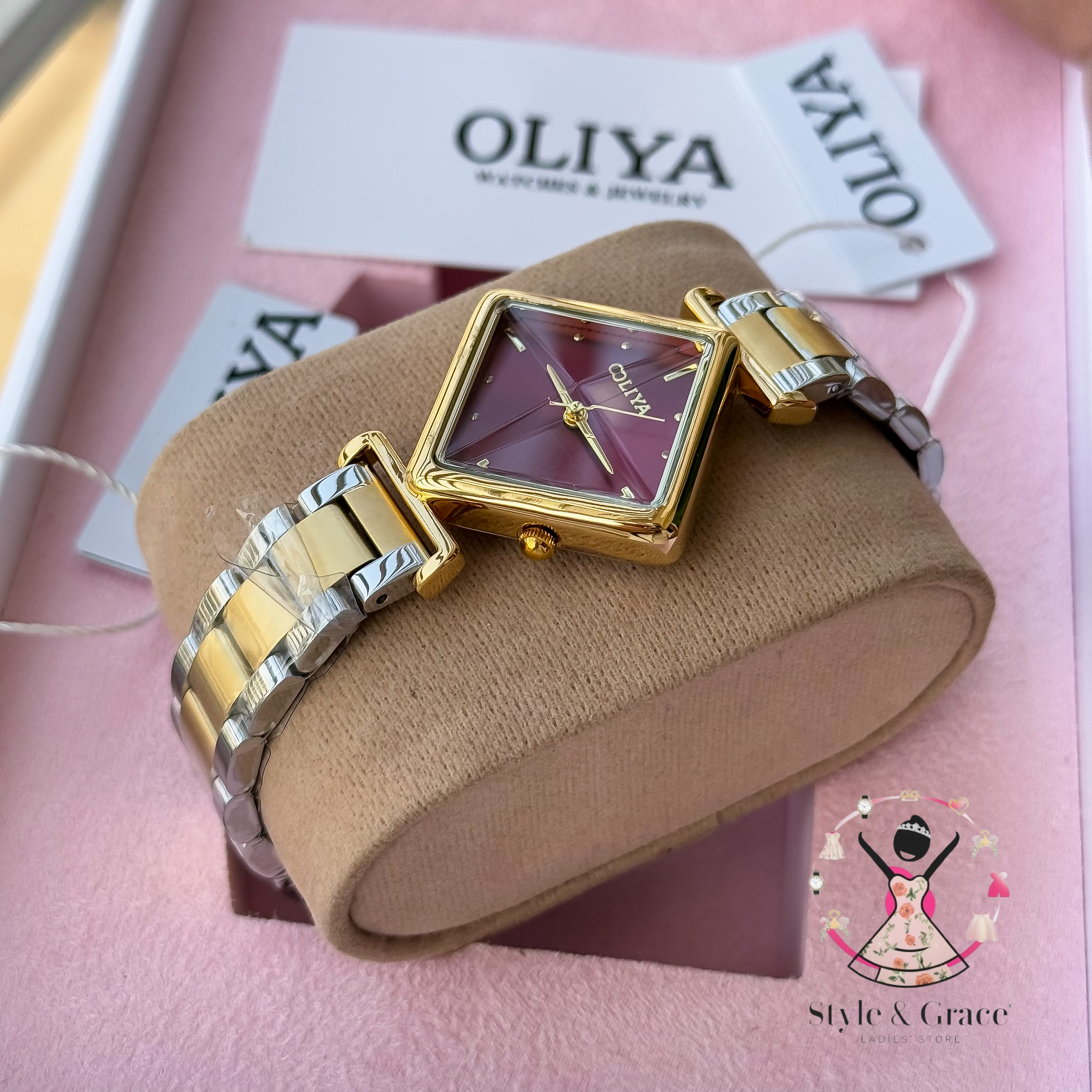 Oliya-Square Triangle | Maroon dial with gold accent | Dual Tone | Authentic Brand_img_5