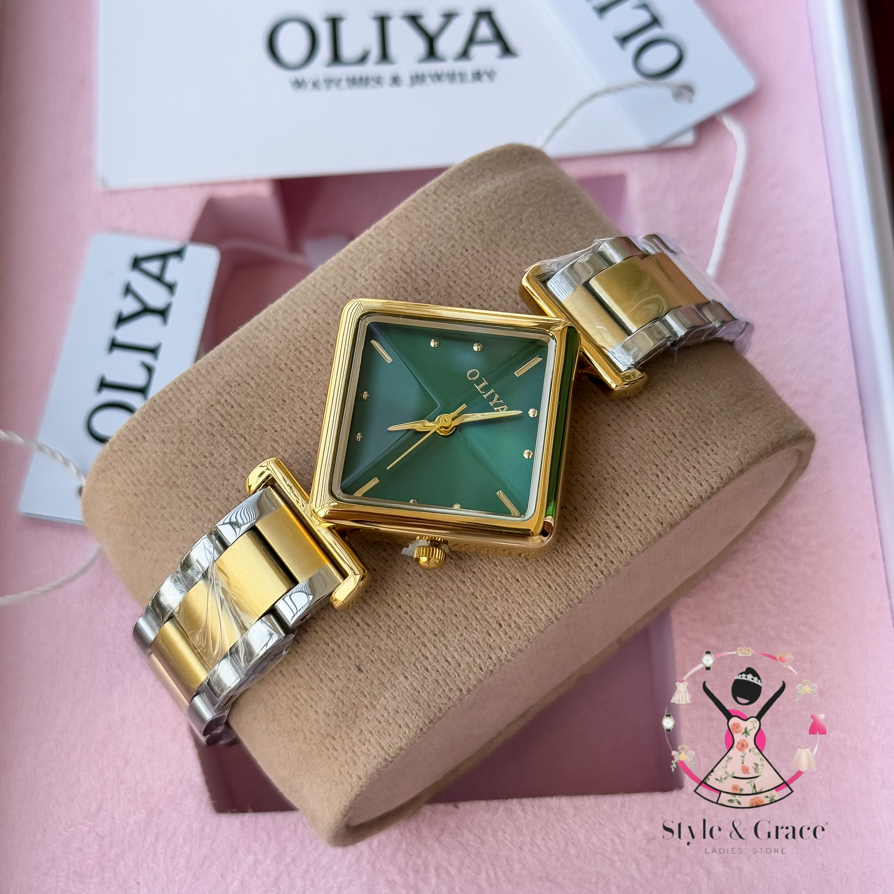 Oliya-Square Triangle | Green dial with gold accent | Dual Tone | Authentic Brand_img_3