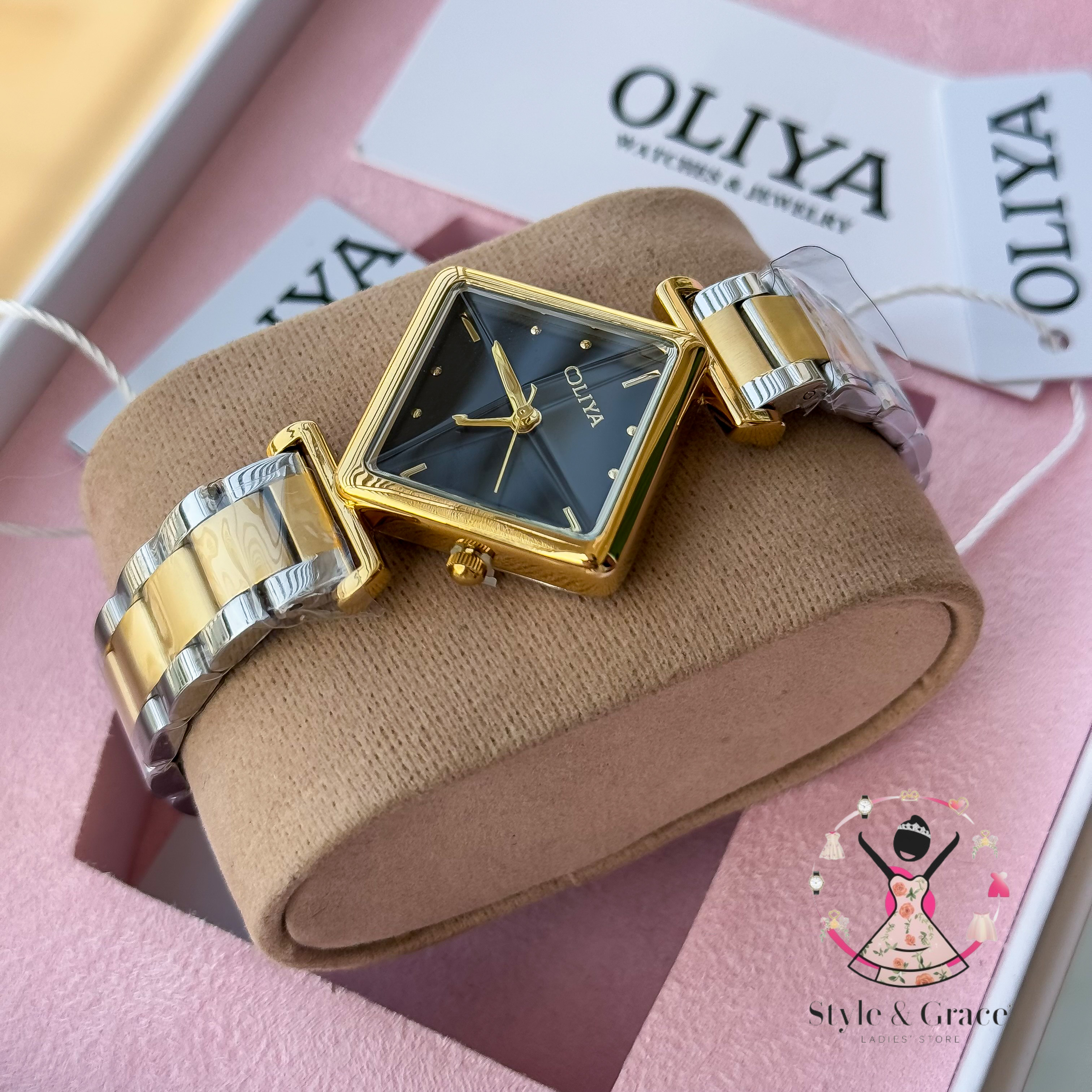 Oliya-Square Triangle | Black dial with gold accent | Dual Tone | Authentic Brand_img_3