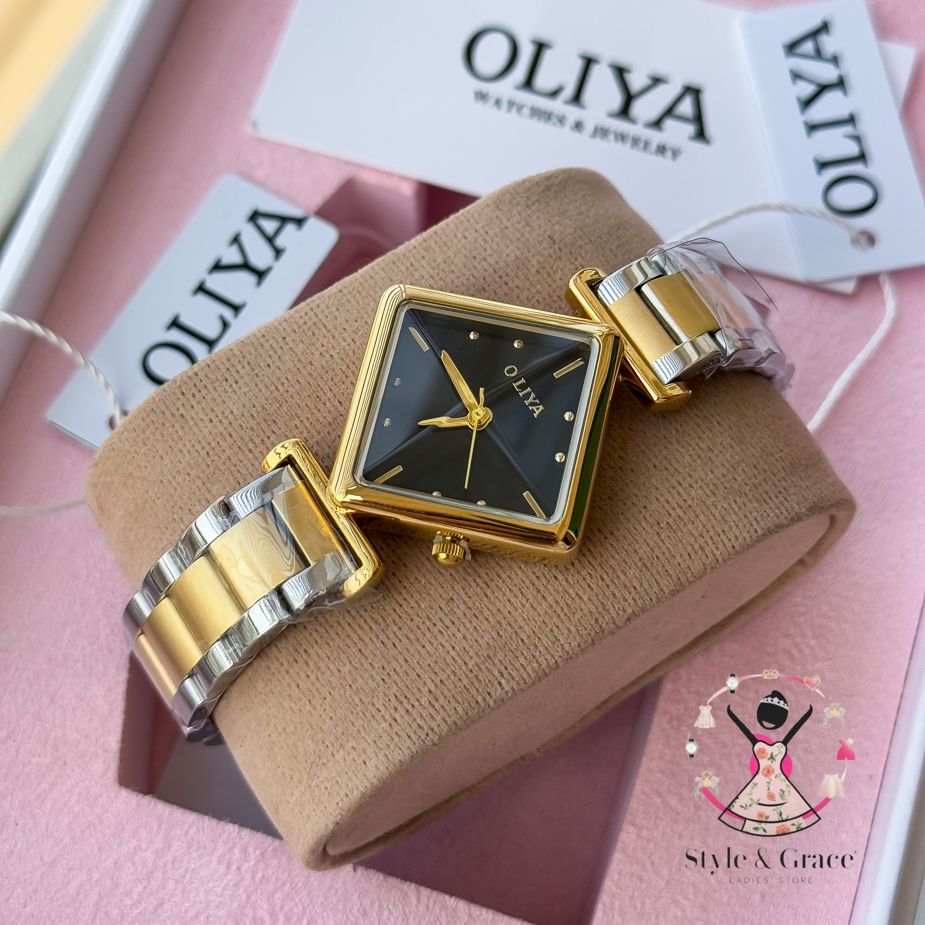 Oliya-Square Triangle | Black dial with gold accent | Dual Tone | Authentic Brand_img_4