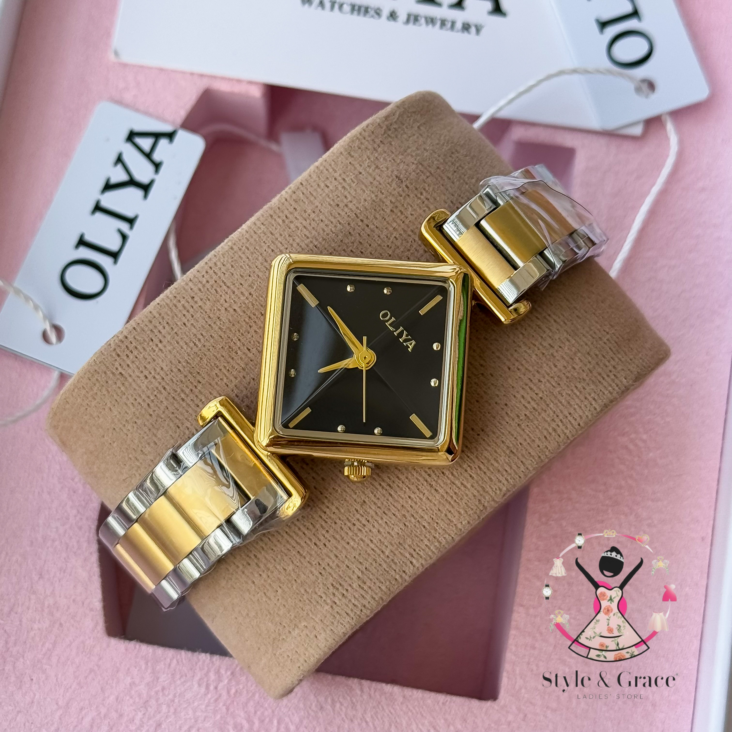 Oliya-Square Triangle | Black dial with gold accent | Dual Tone | Authentic Brand_img_5