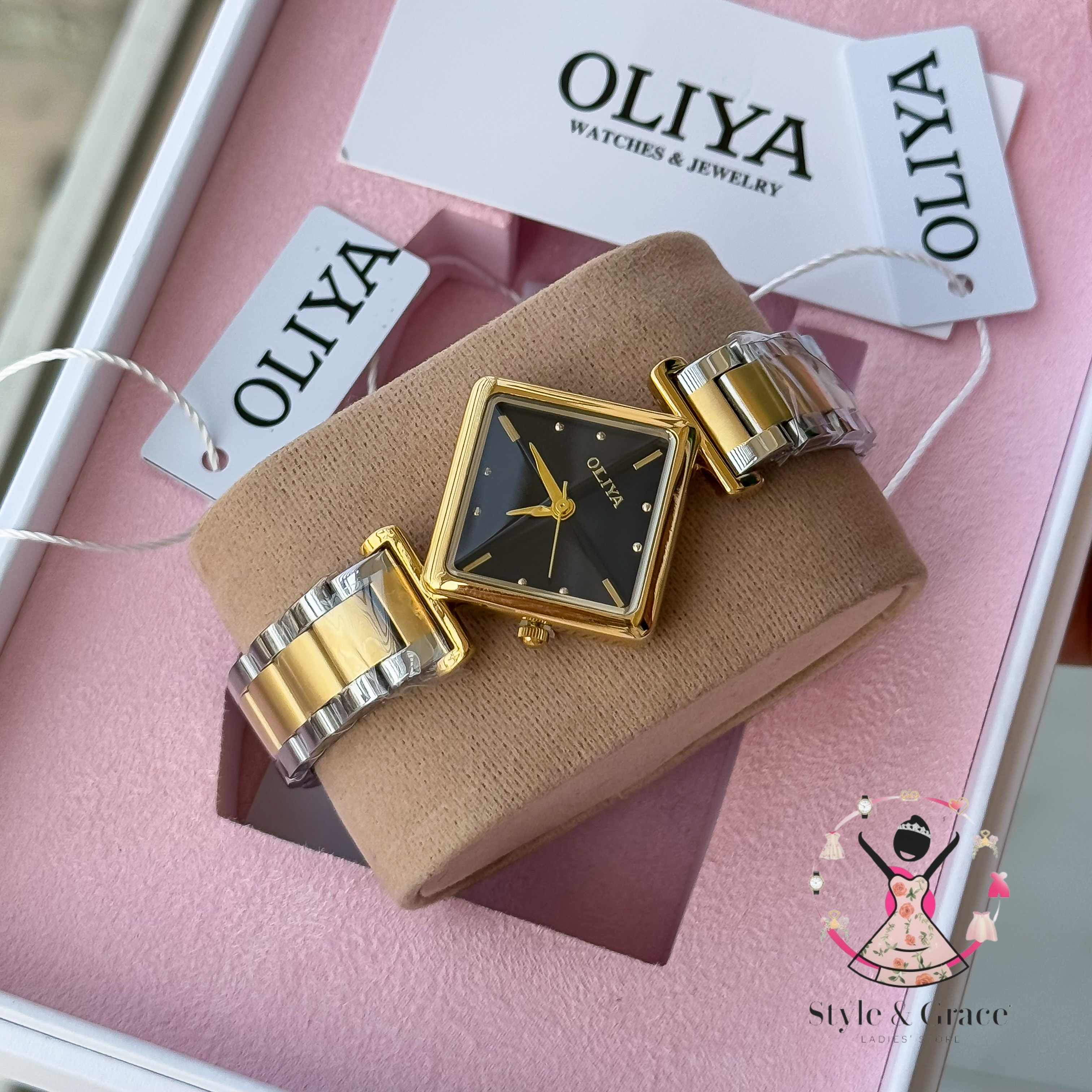 Oliya-Square Triangle | Black dial with gold accent | Dual Tone | Authentic Brand_img_6