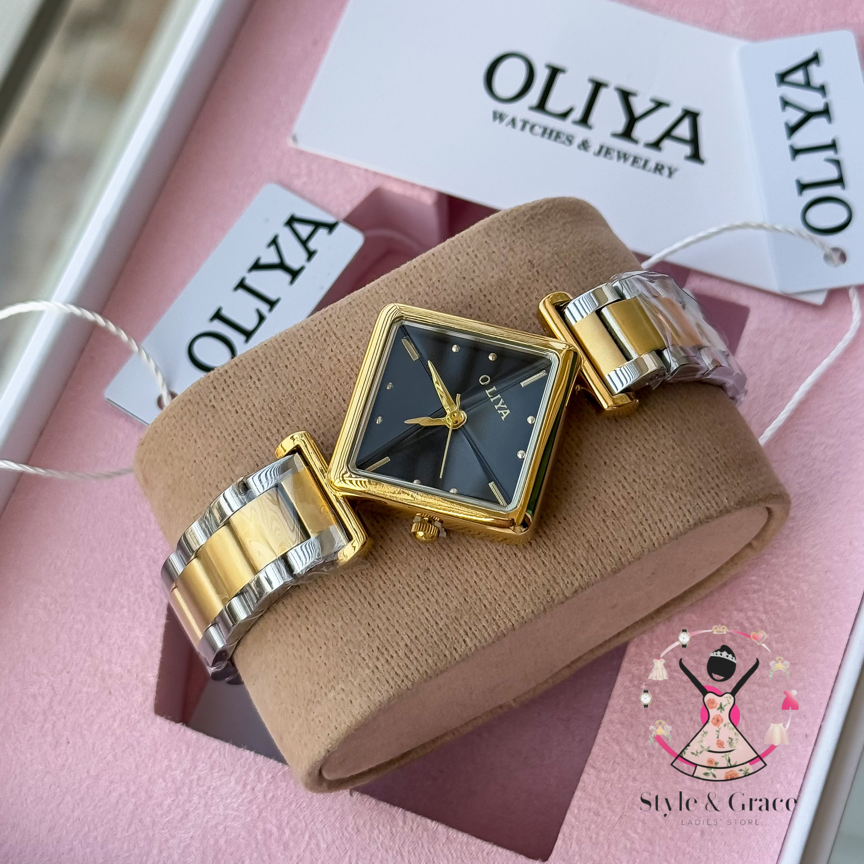 Oliya-Square Triangle | Black dial with gold accent | Dual Tone | Authentic Brand_img_7