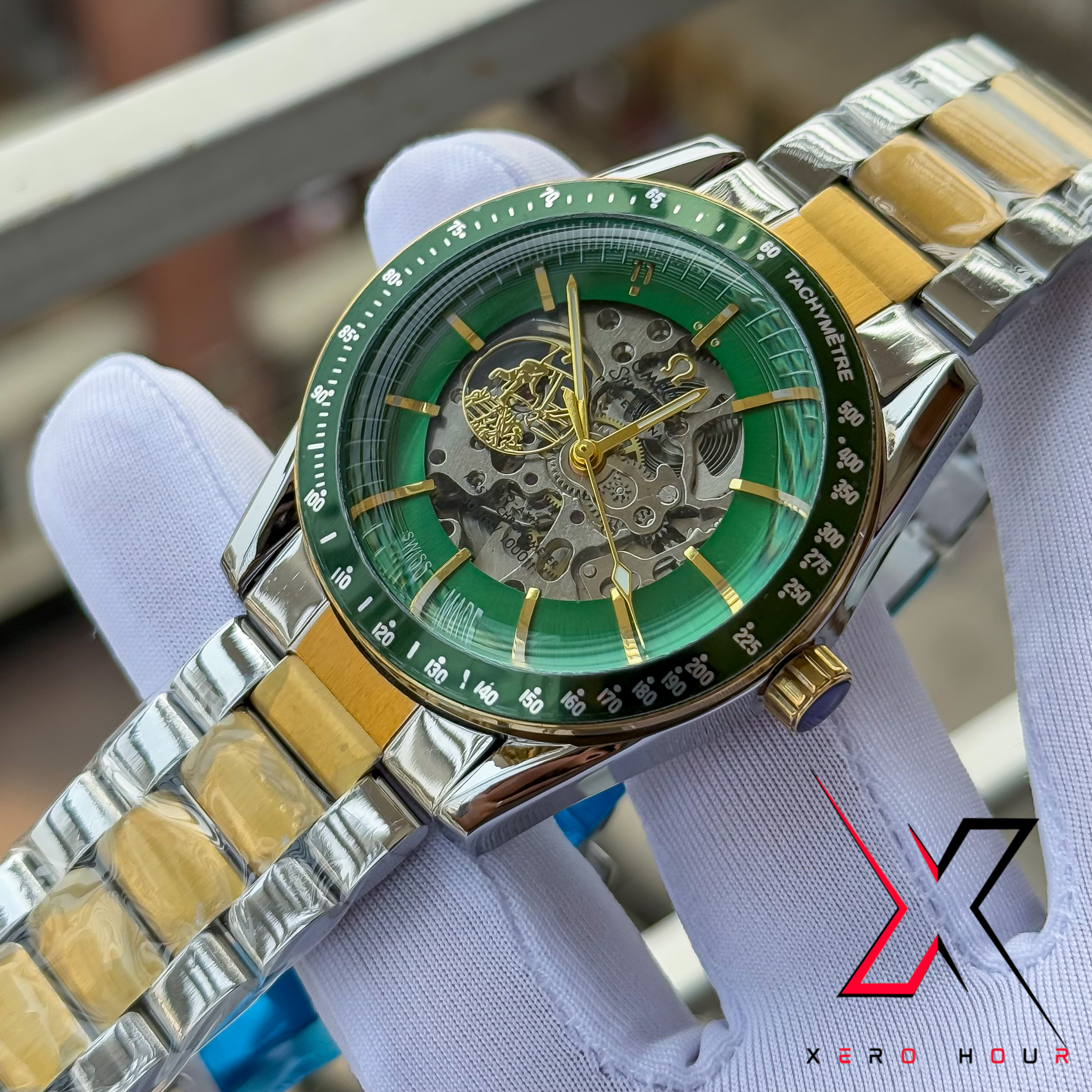 OMEAGA SEAMASTER | SKELETON | DUAL TONE | GREEN DIAL AUTOMATIC MOVEMENT