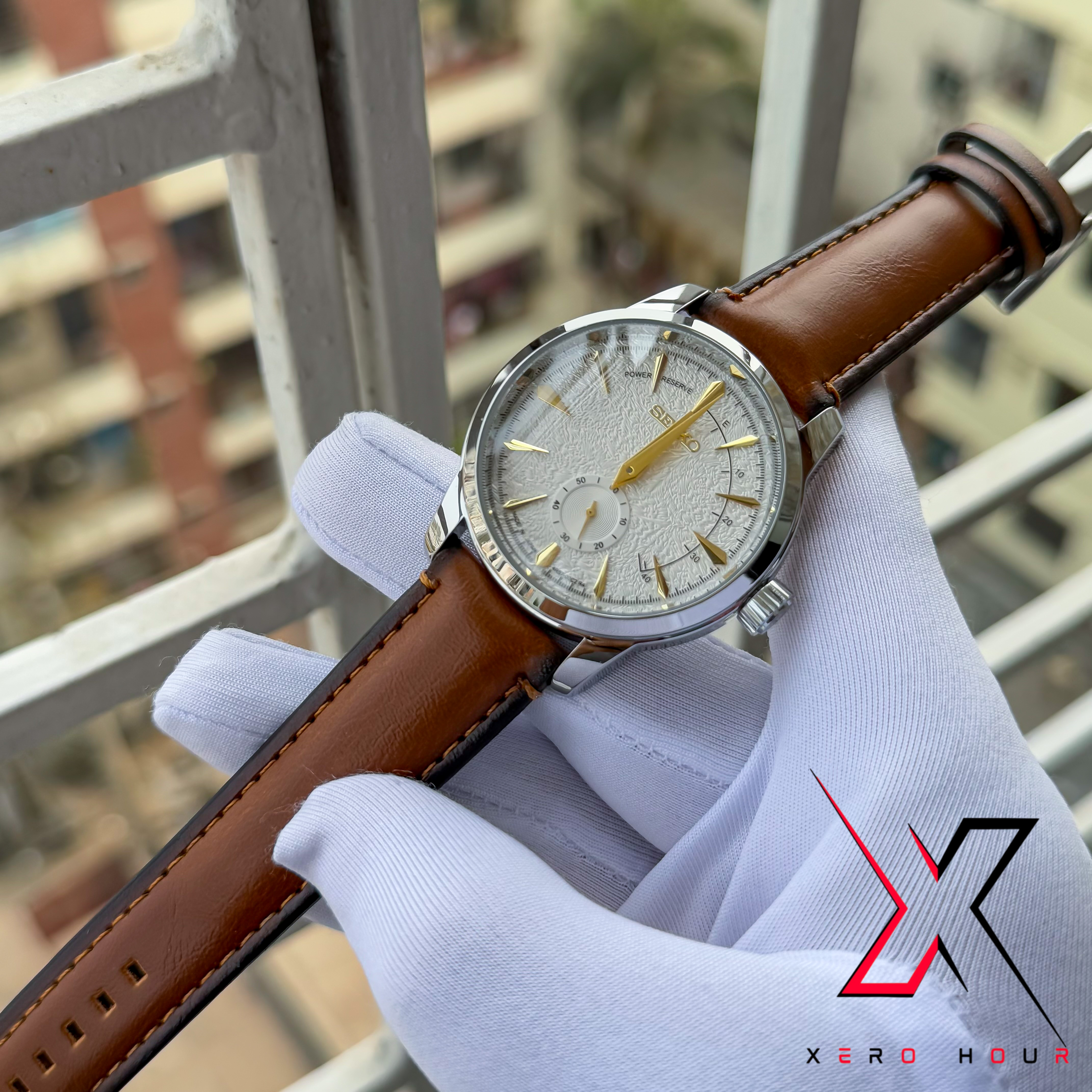 SEIKO PRESAGE | SECOND HAND DIAL | BROWN BELT WHITE GOLD | AA_img_1