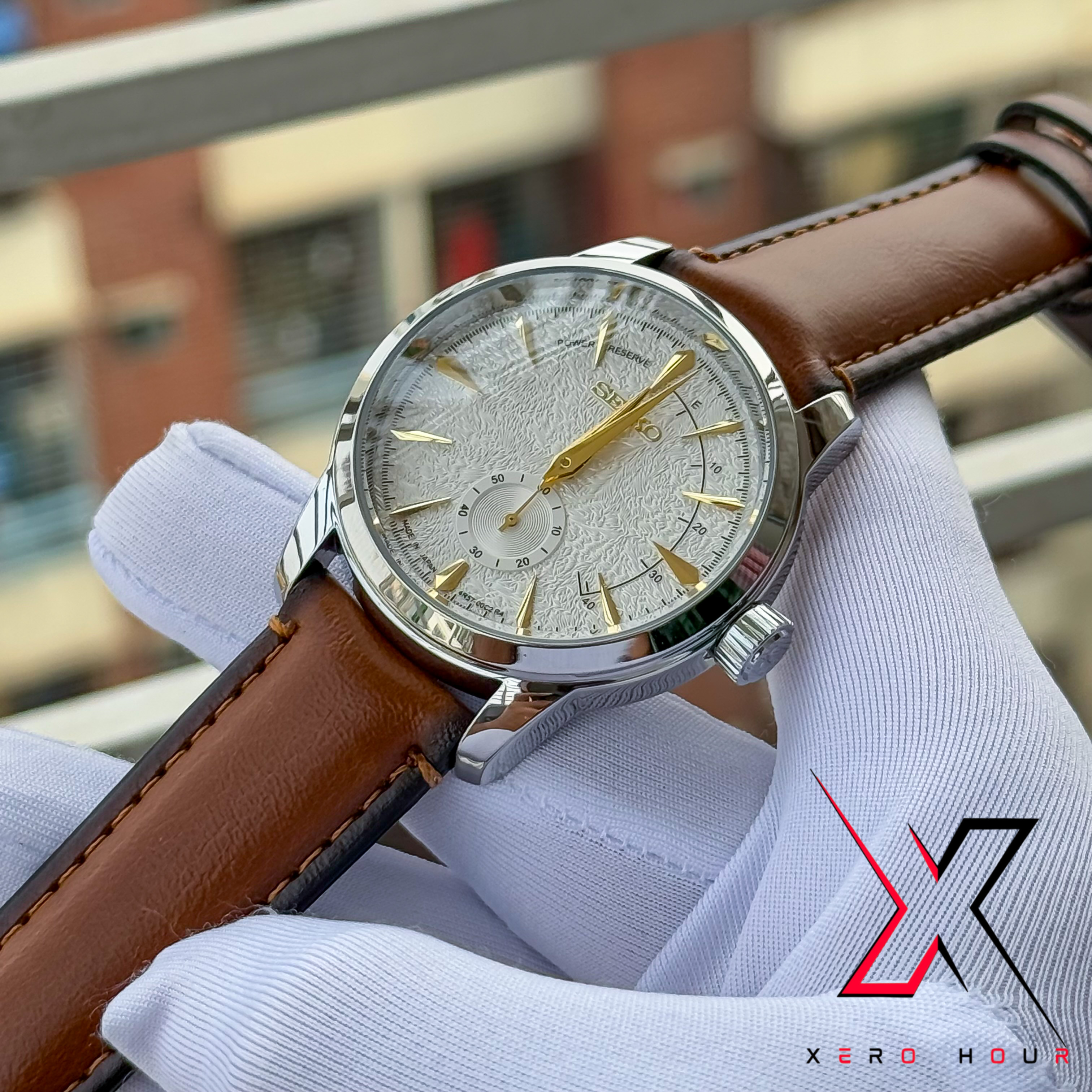 SEIKO PRESAGE | SECOND HAND DIAL | BROWN BELT WHITE GOLD | AA_img_2