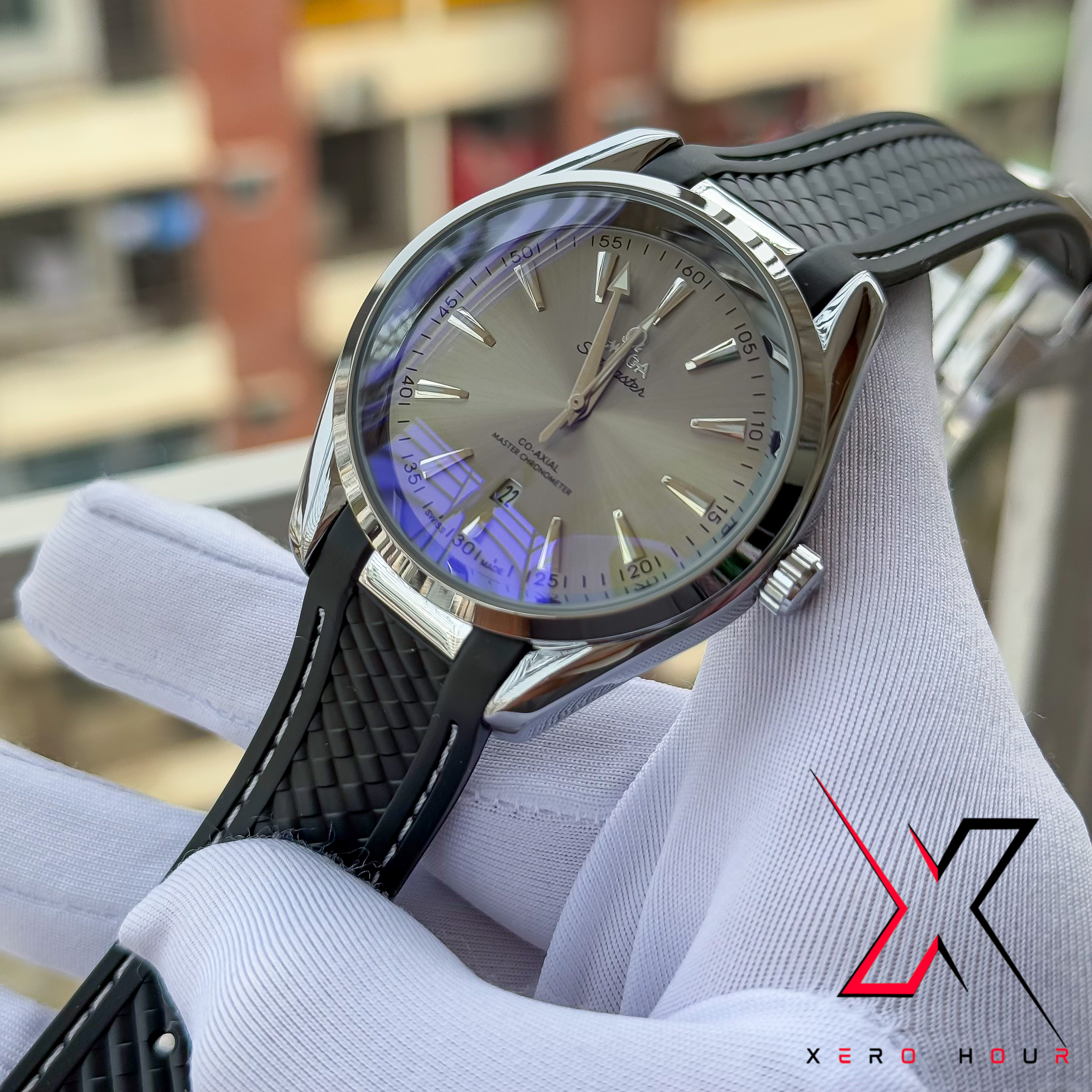 OMEGA AQUA TERRA | SILICON STRAP | GREY DIAL | AA