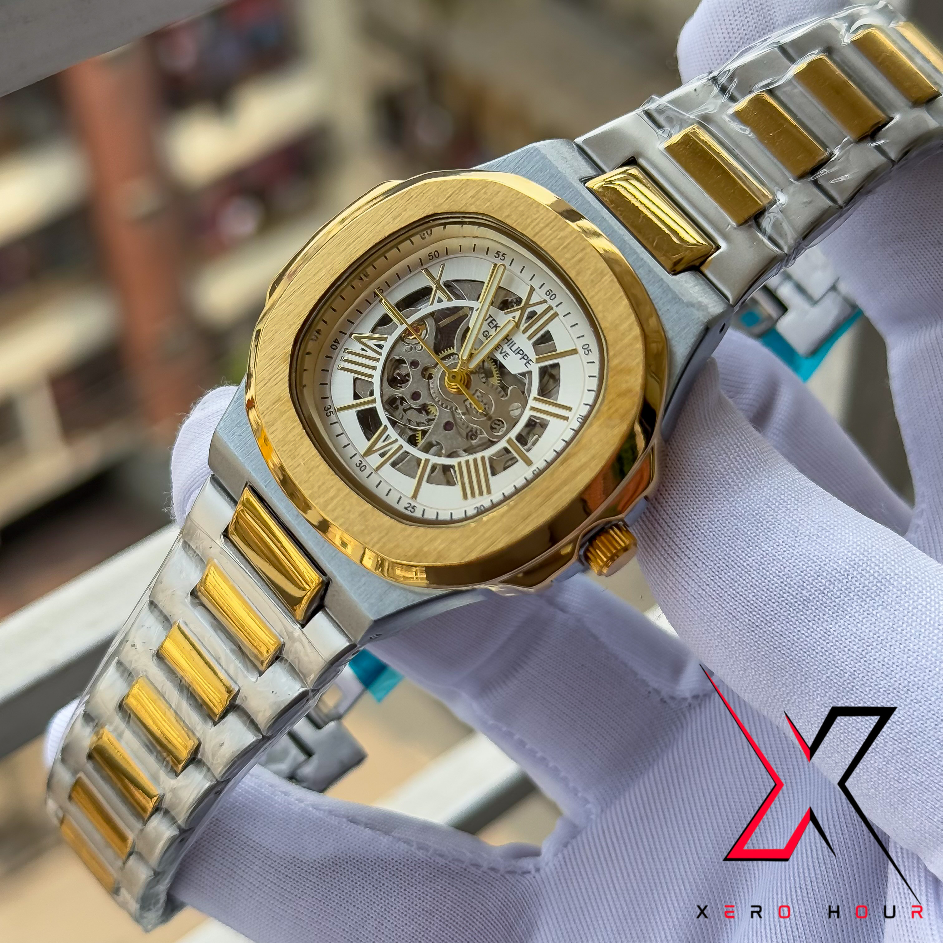 PATEK PHILIPPE | SKELETON VERSION 3 | DUAL TONE | WHITE DIAL