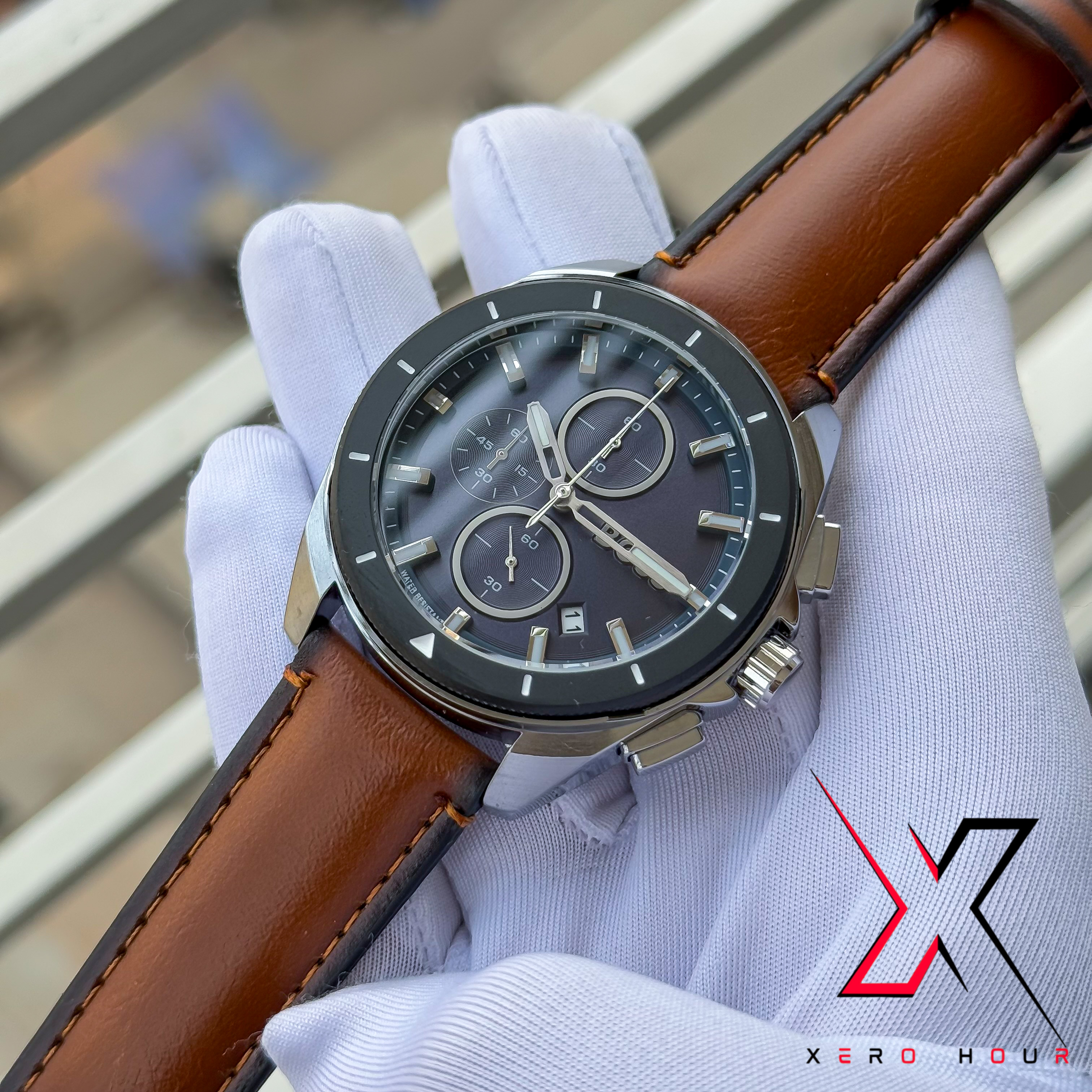 HUGO BOSS | CHRONOGRAPH | ROTATE | BROWN LEATHER | AA