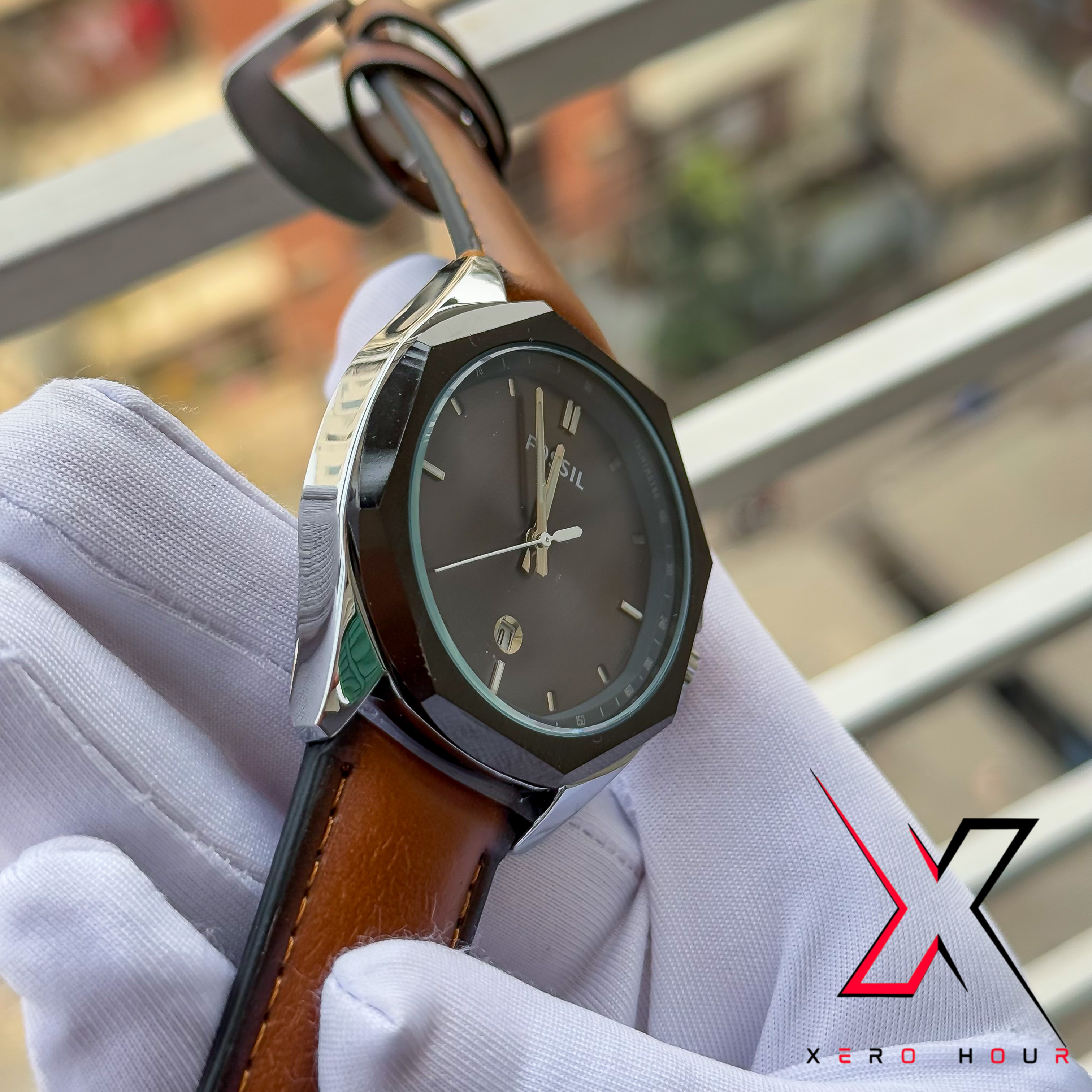 FOSSIL | PLAIN DIAL HEXA | LEATHER BROWN | DATE JUST | AA_img_3