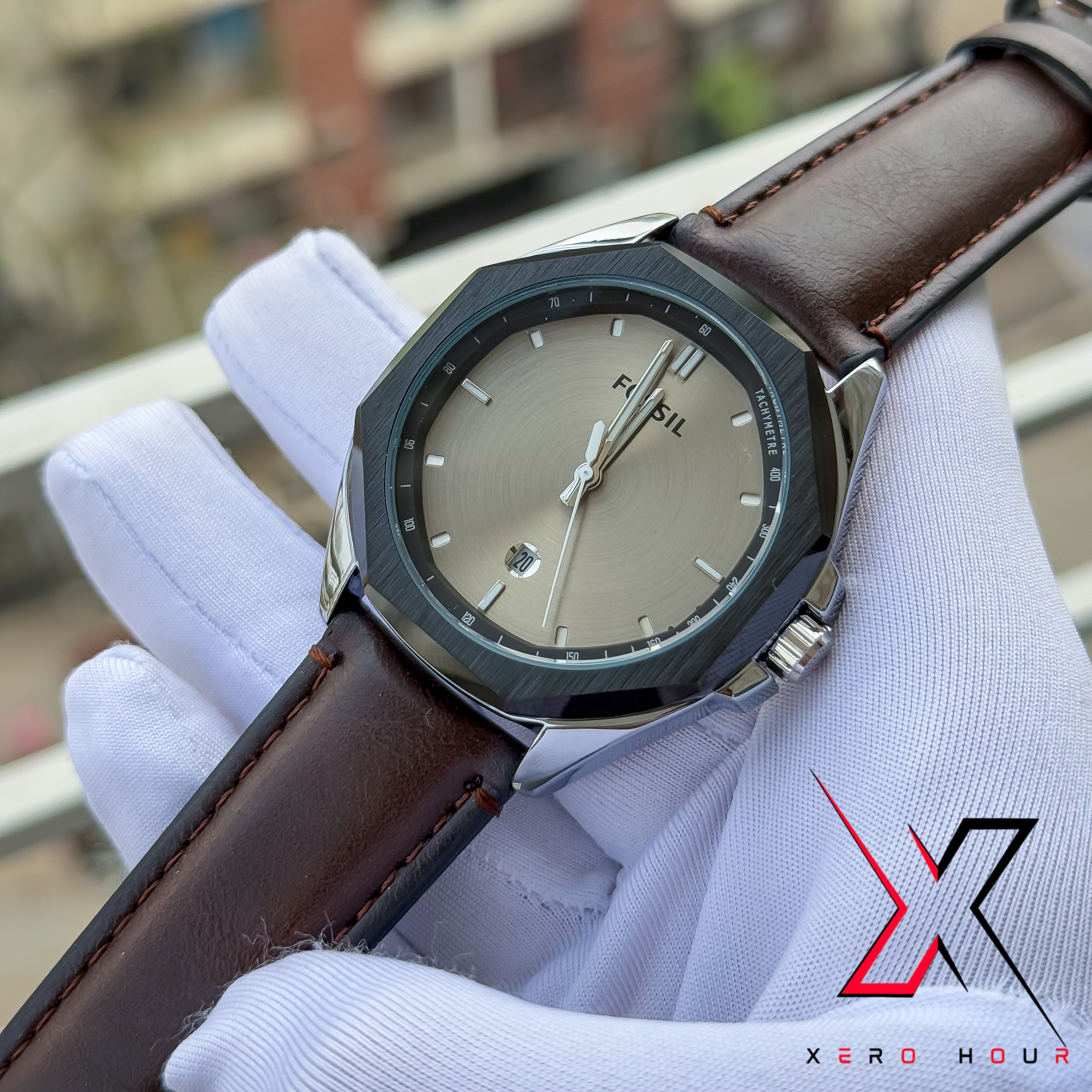 FOSSIL | PLAIN DIAL HEXA | DATE JUST | AA | DARK CHOCOLATE_img_1