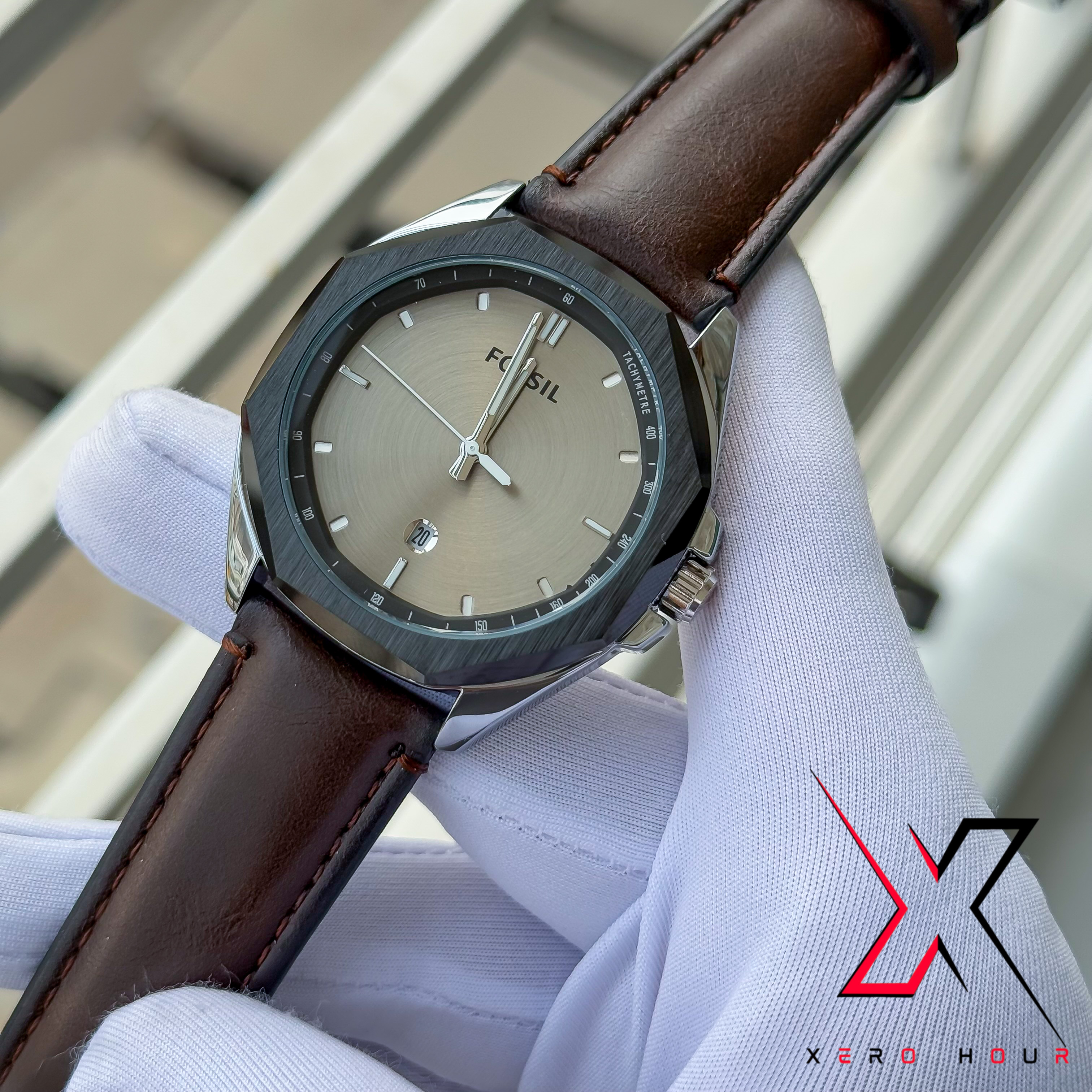 FOSSIL | PLAIN DIAL HEXA | DATE JUST | AA | DARK CHOCOLATE_img_4