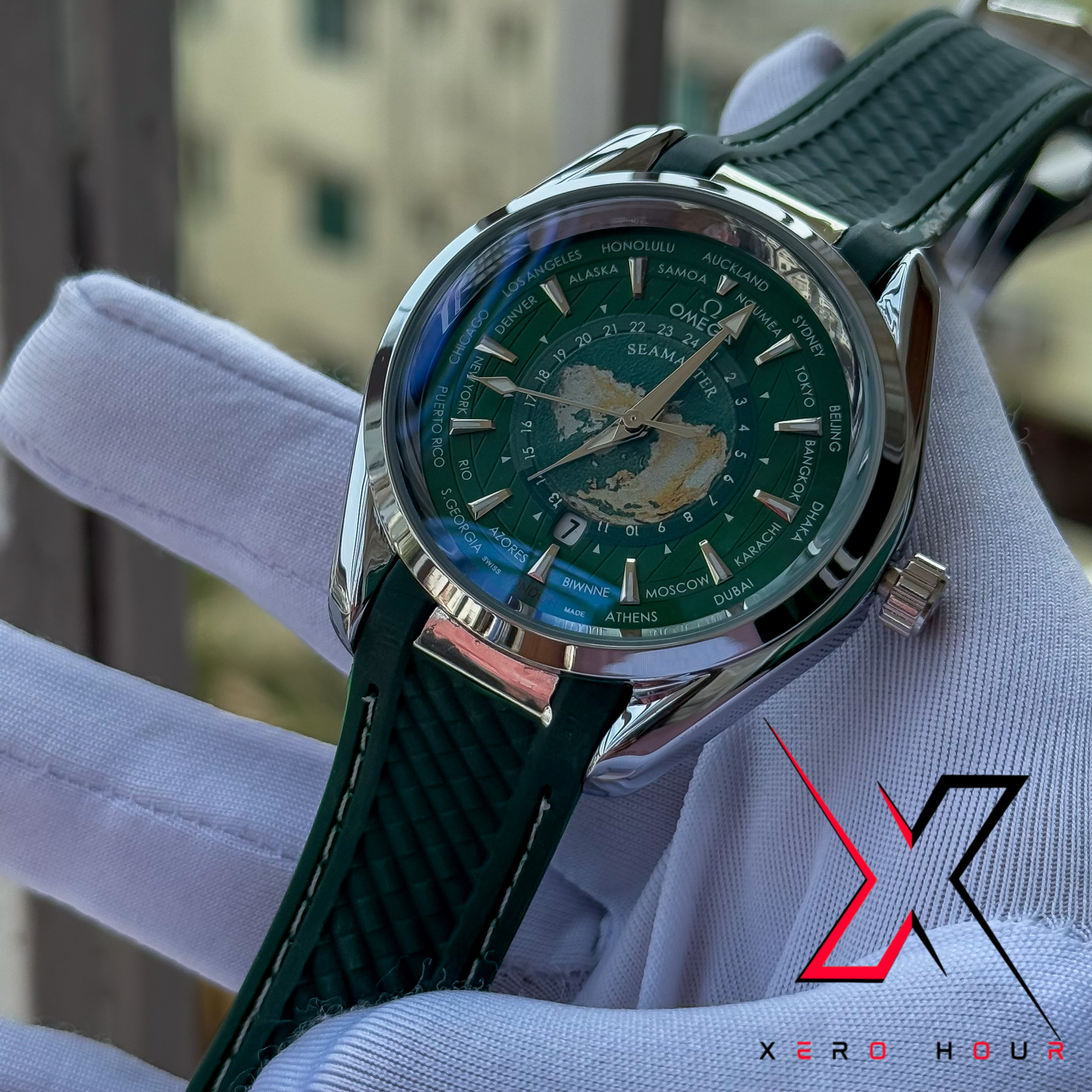 Omeaga Aqua terra | world timer | Silicon Strap | Green Dial_img_2