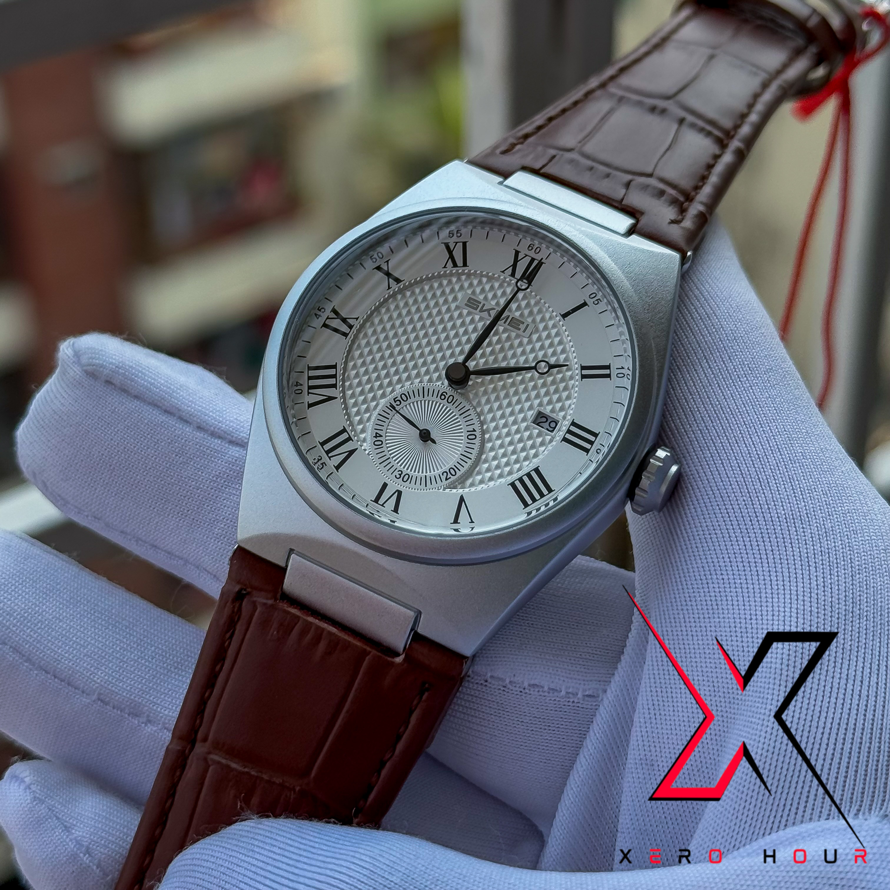 SKMEI | Date & second hand | Silver Brown white_img_2