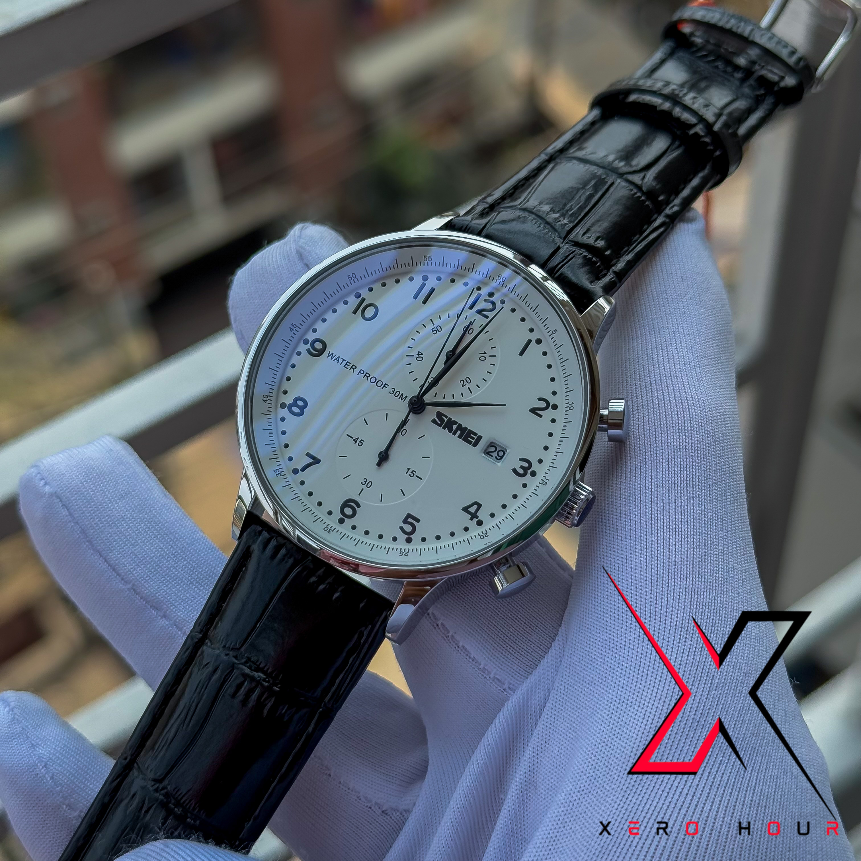 SKMEI 9301 | Chronograph Functional | Black & Brown Belt | Authentic