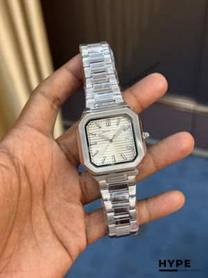 Universe Point Square Shape Quartz Watch With Date For Men (White)_img_0