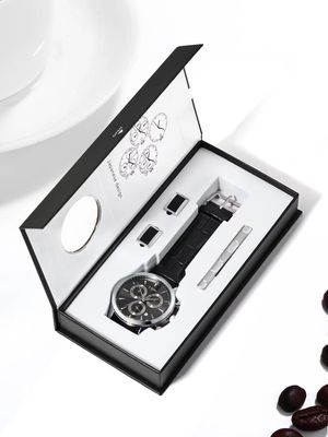 TOMI T-602 Chronograph Men's Leather Belt Quartz Watch (Black)_img_7