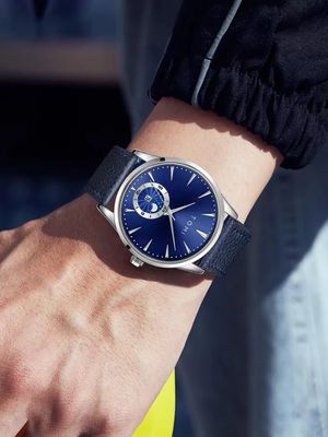 TOMI T-024 Men's Quartz Leather Belt Magnetic Lock Watch (Blue)_img_3