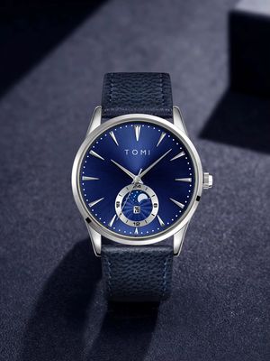 TOMI T-024 Men's Quartz Leather Belt Magnetic Lock Watch (Blue)_img_2