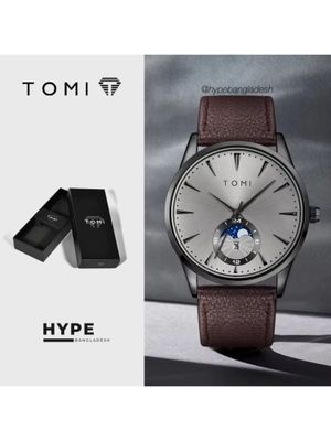TOMI T-024 Men's Quartz Leather Belt Magnetic Lock Watch (Brown-Ash)_img_0