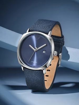 TOMI T-044 Men's Quartz Leather Belt Watch With Date (Blue)_img_3