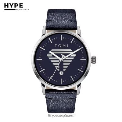 TOMI T-042 Men's Leather Belt Quartz Watch With Date (Blue)_img_0