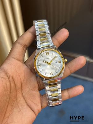 Universe Point Quartz Watch With Date For Men (Silver-Gold-White)_img_0