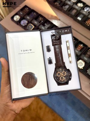 TOMI T-602 Chronograph Men's Leather Belt Quartz Watch (Brown)_img_4