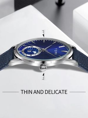 TOMI T-024 Men's Quartz Leather Belt Magnetic Lock Watch (Blue)_img_4