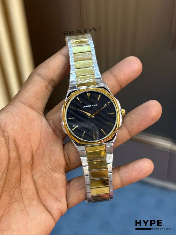 Universe Point Quartz Watch For Men (Silver-Gold-Black)