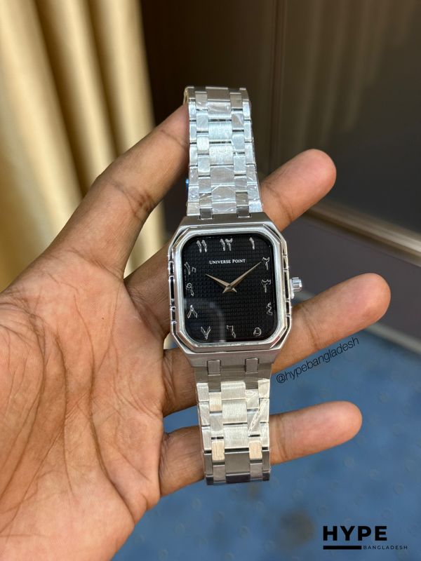 Universe Point Square Shape Arabic Numbers Quartz Watch For Men (Silver)