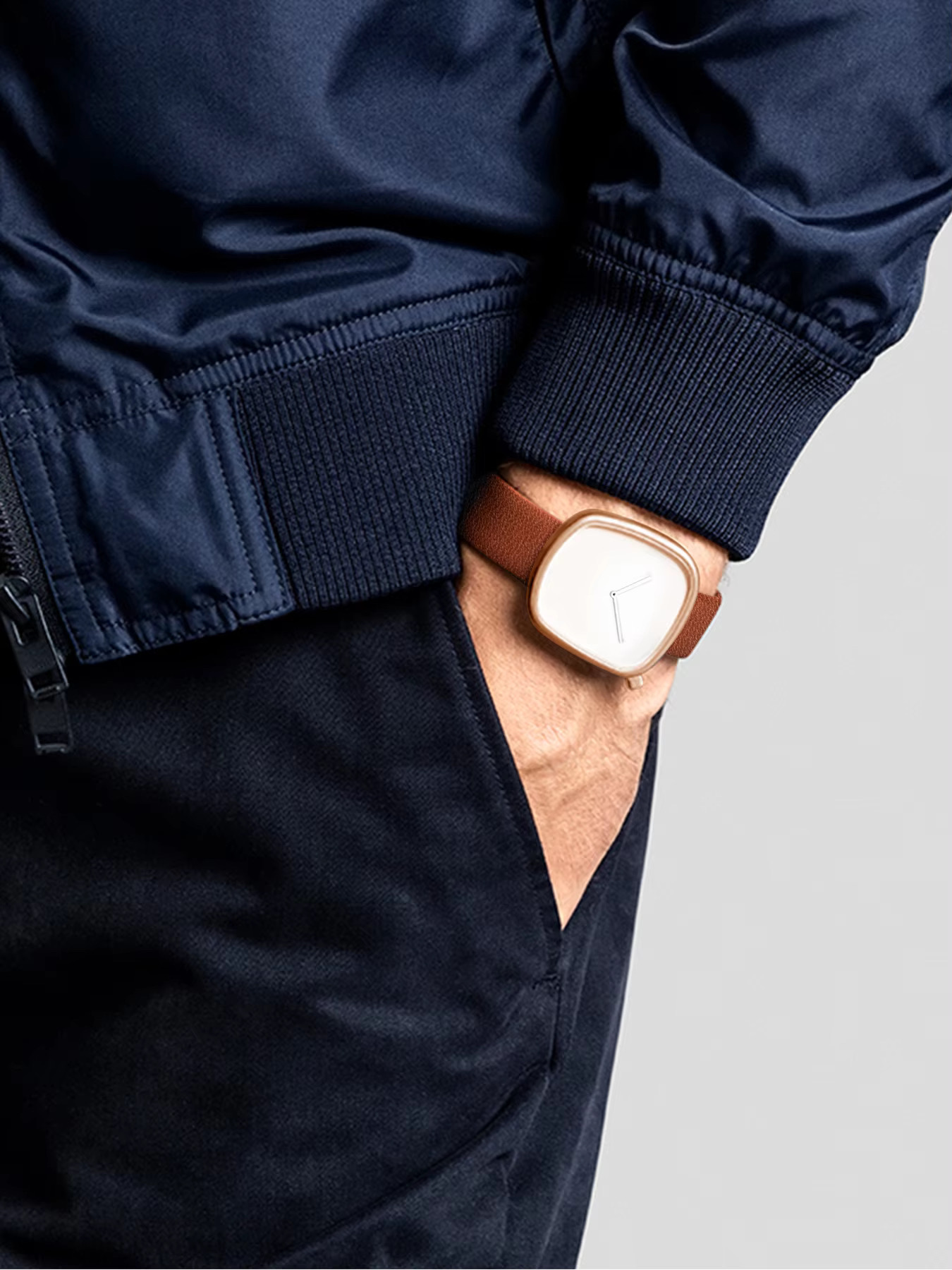 TOMI T-077 Unisex Leather Belt Casual Quartz Wrist Watch (Brown-White)_img_3