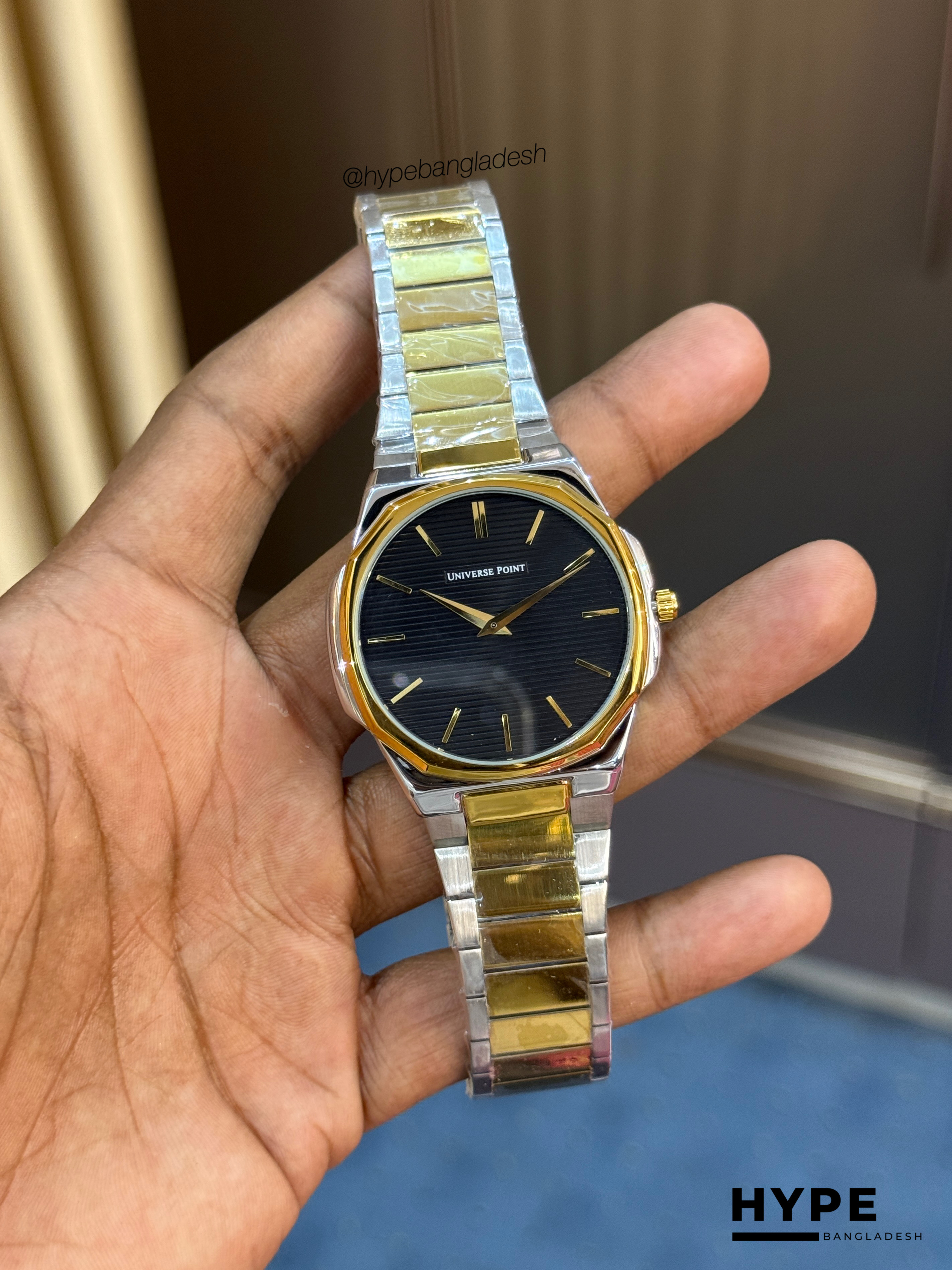 Universe Point Quartz Watch For Men (Silver-Gold-Black)_img_0