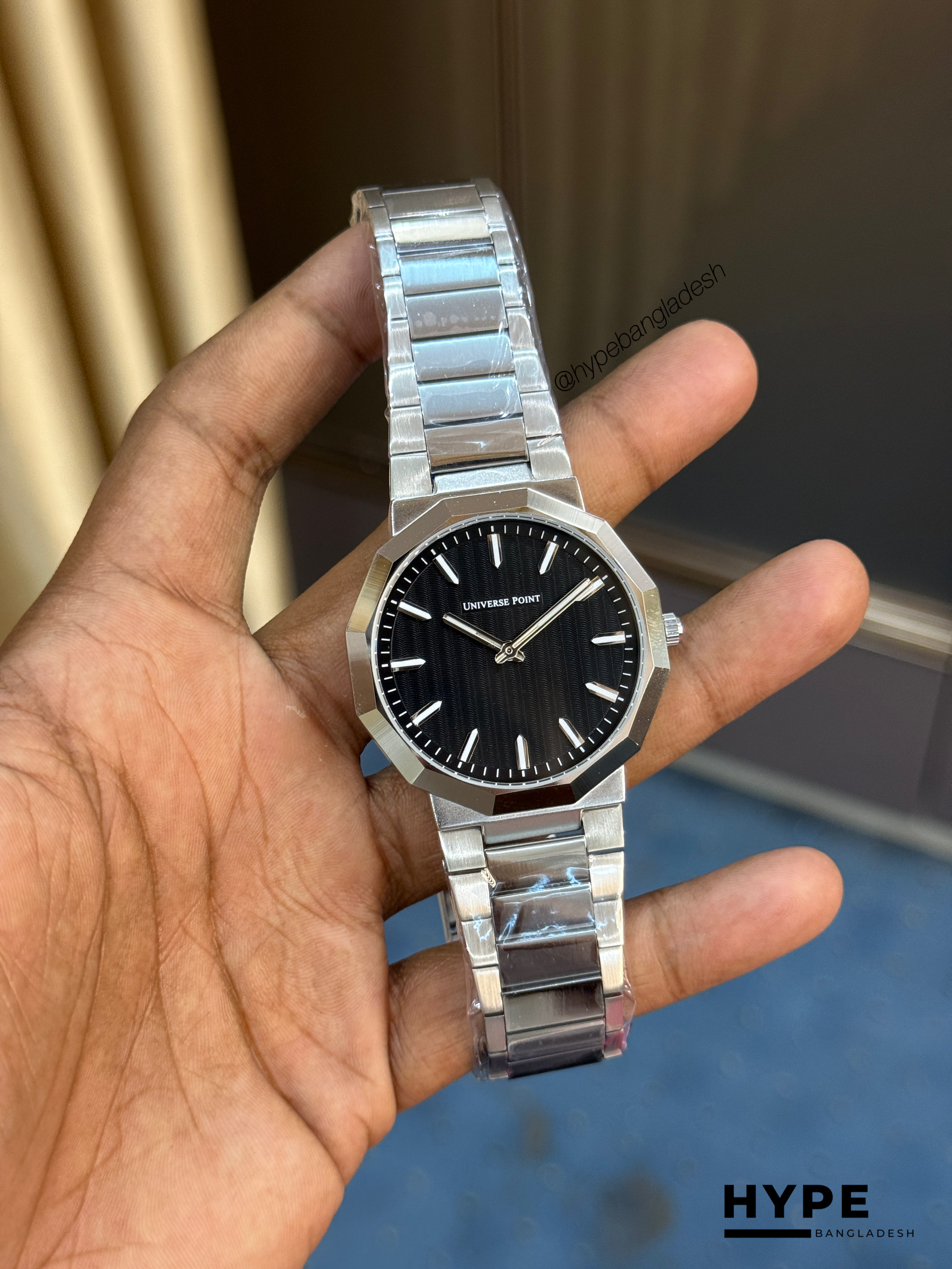 Universe Point Quartz Watch For Men (Silver-Black)_img_0