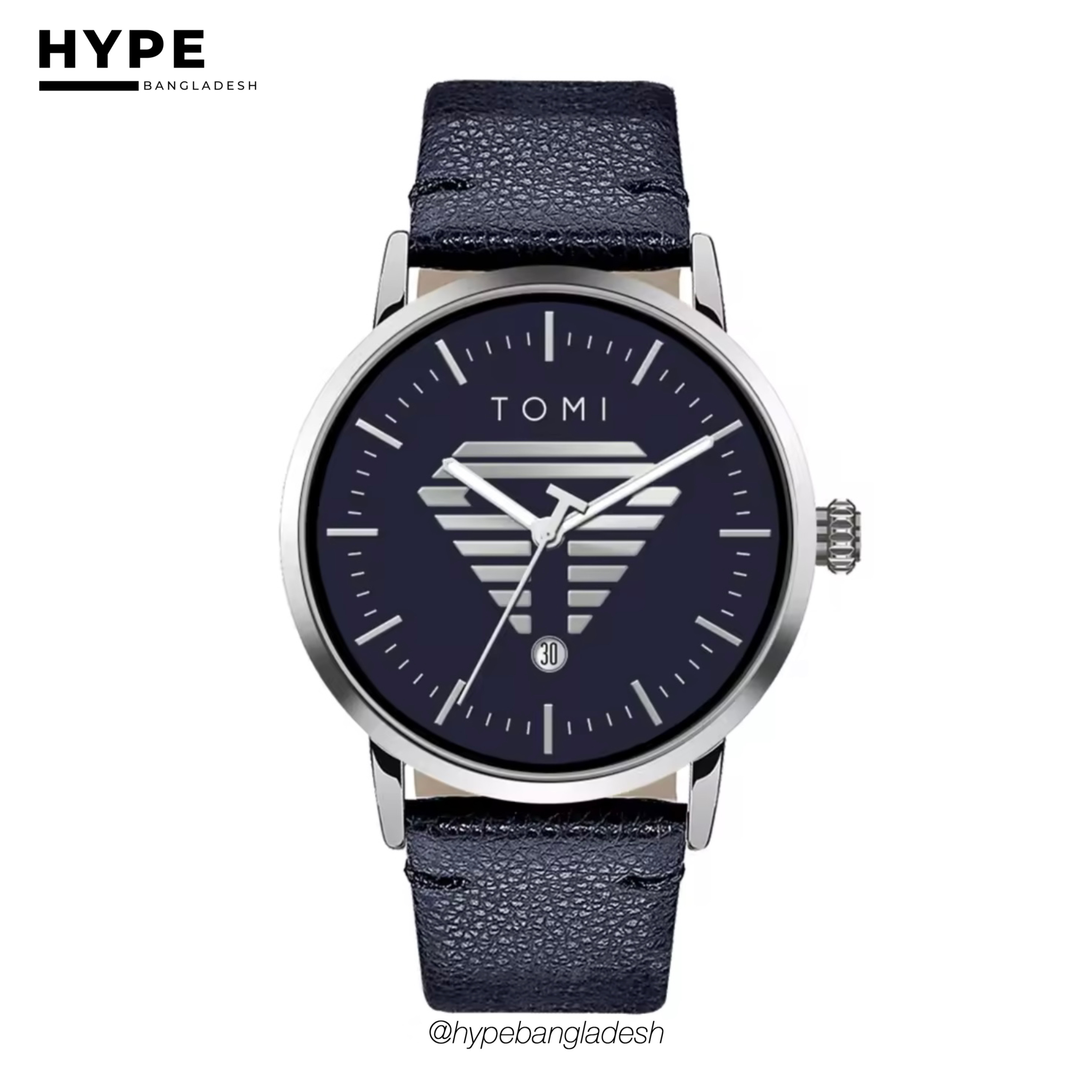 TOMI T-042 Men's Leather Belt Quartz Watch With Date (Blue)_img_0