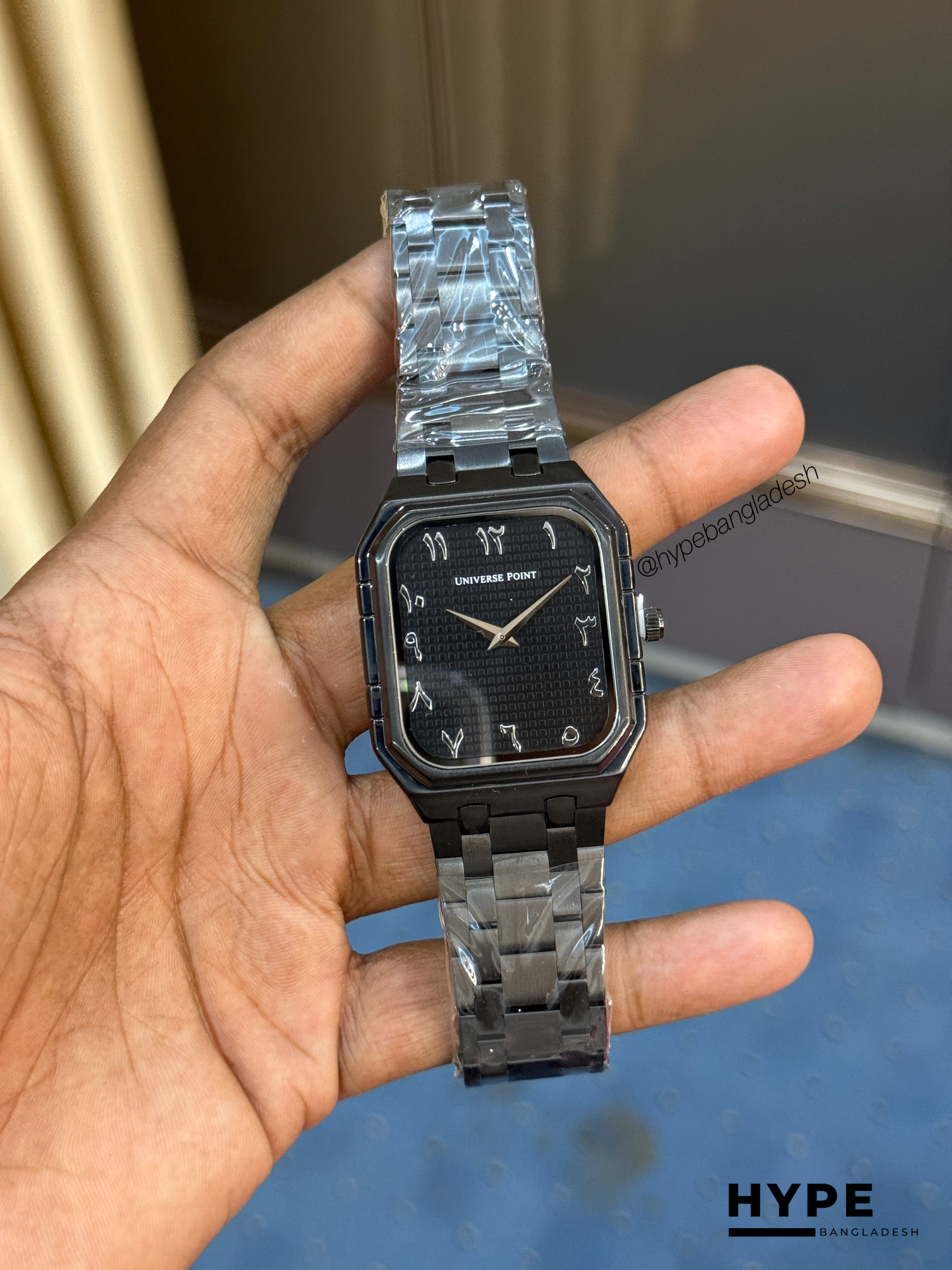 Universe Point Square Shape Arabic Numbers Quartz Watch For Men (Black)_img_0