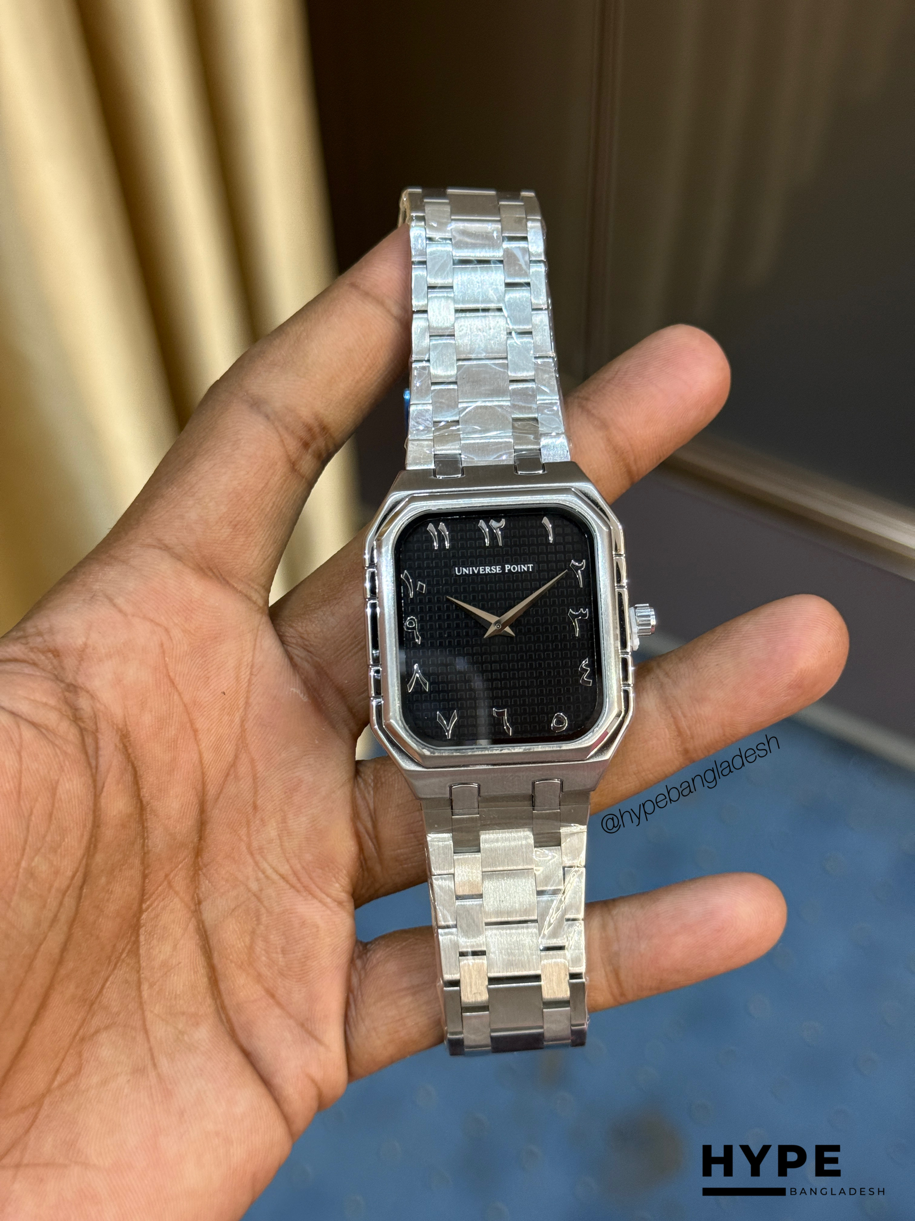 Universe Point Square Shape Arabic Numbers Quartz Watch For Men (Silver)_img_0