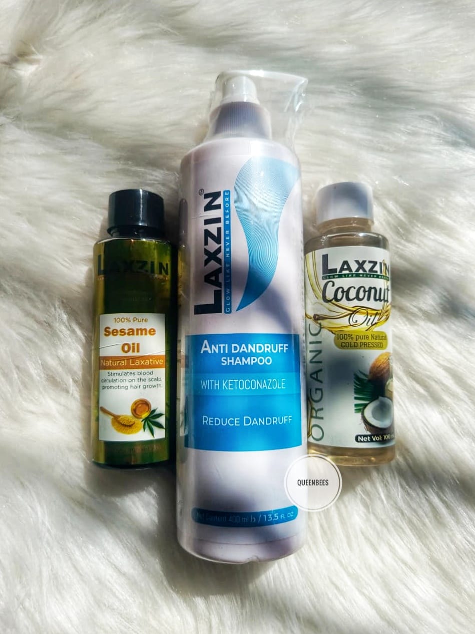 laxzin anti dandruff shampoo 400ml combo sesame/coconut oil free